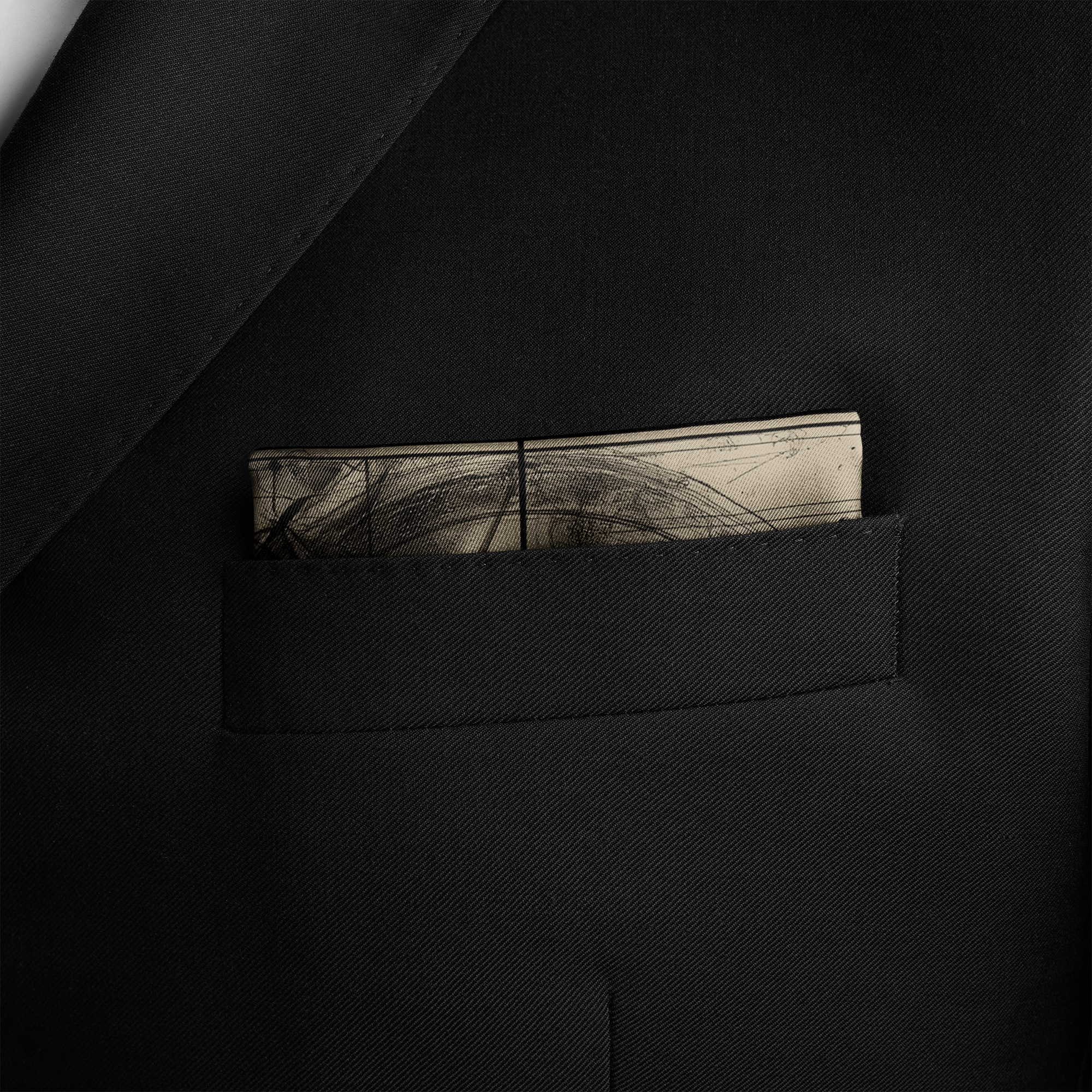 RAVEN SILK POCKET SQUARE