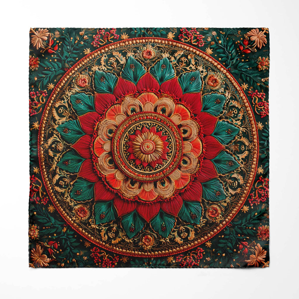 CUADROS MANDALA SILK POCKET SQUARE