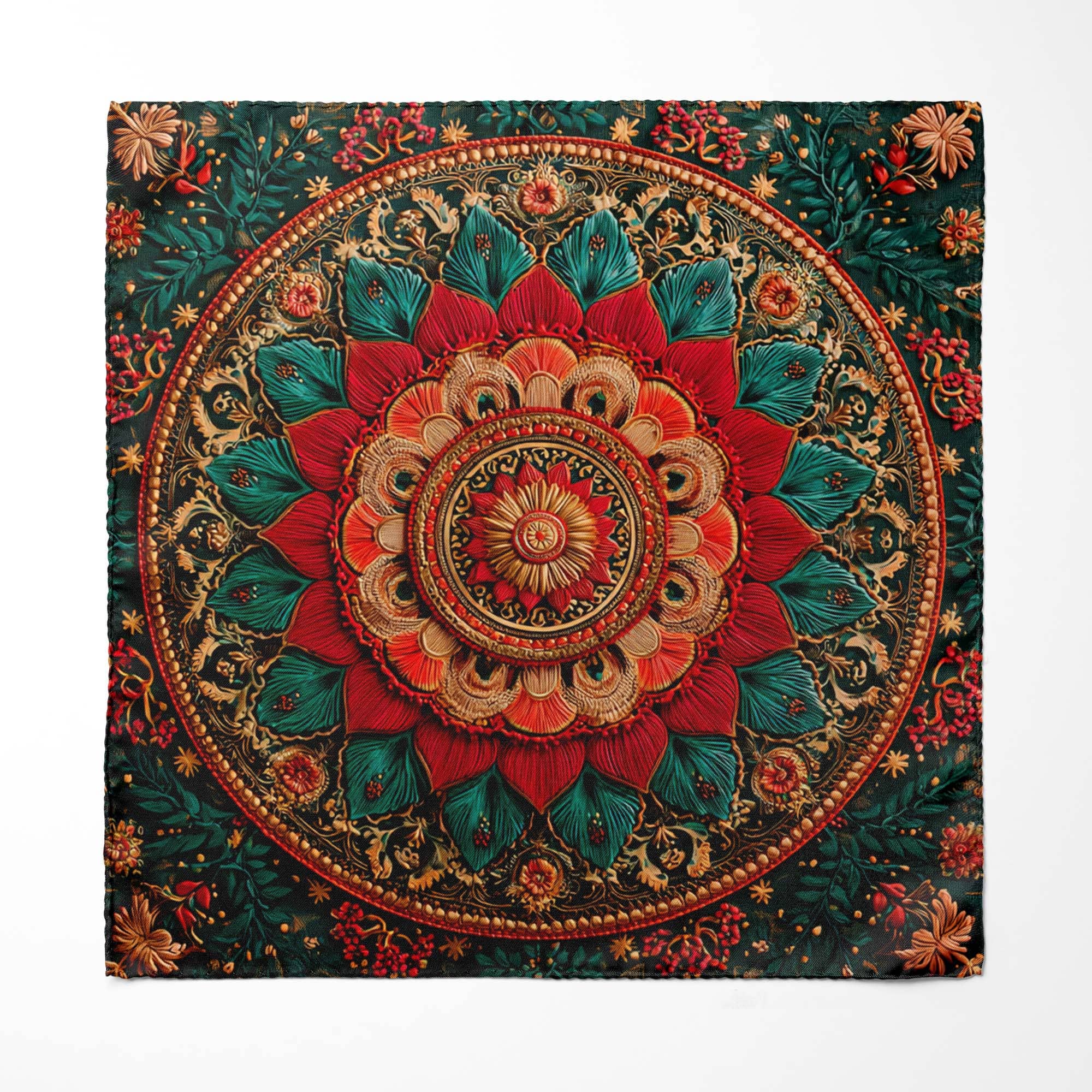 CUADROS MANDALA SILK POCKET SQUARE