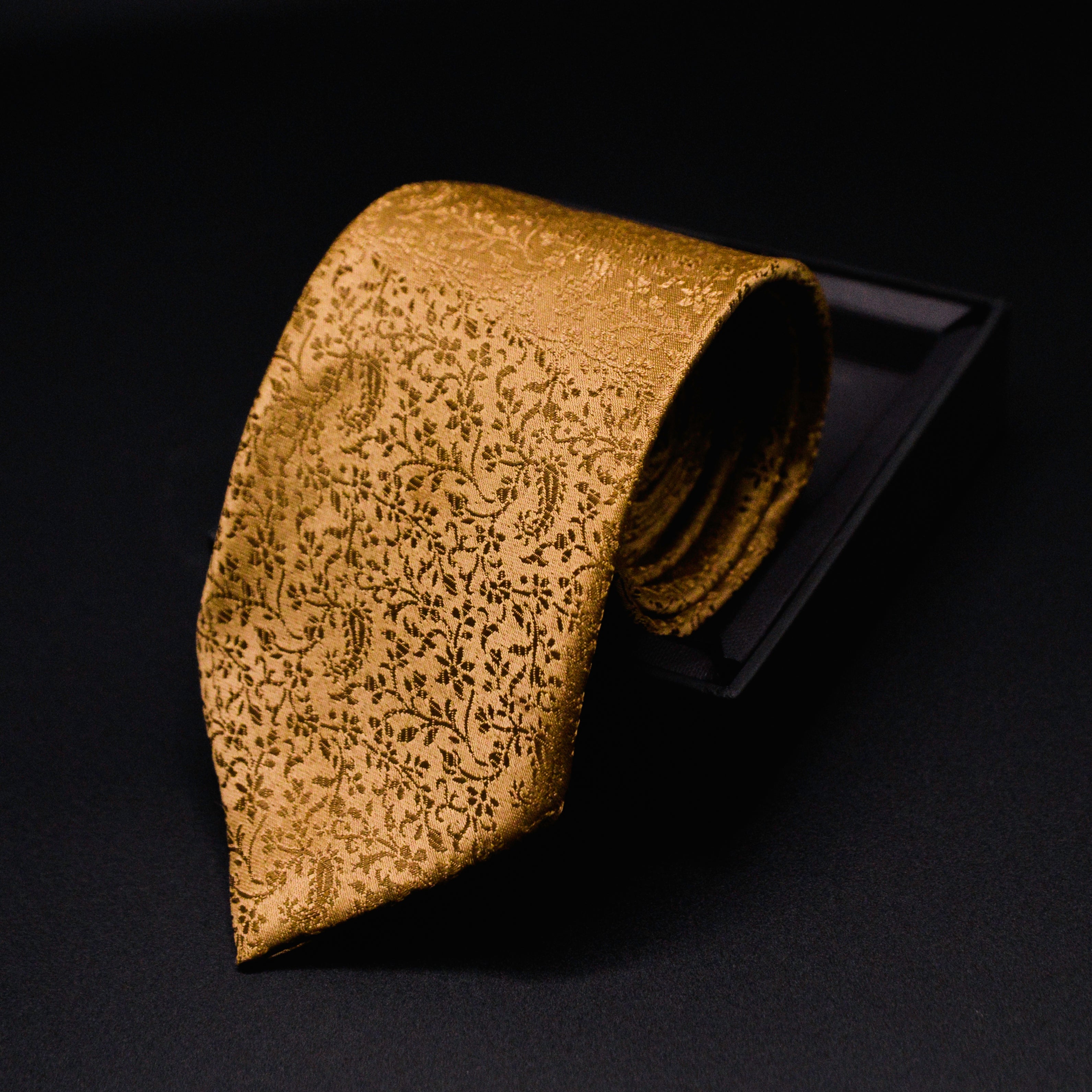 CARAMEL BROWN PAISLEY SKINNY TIE