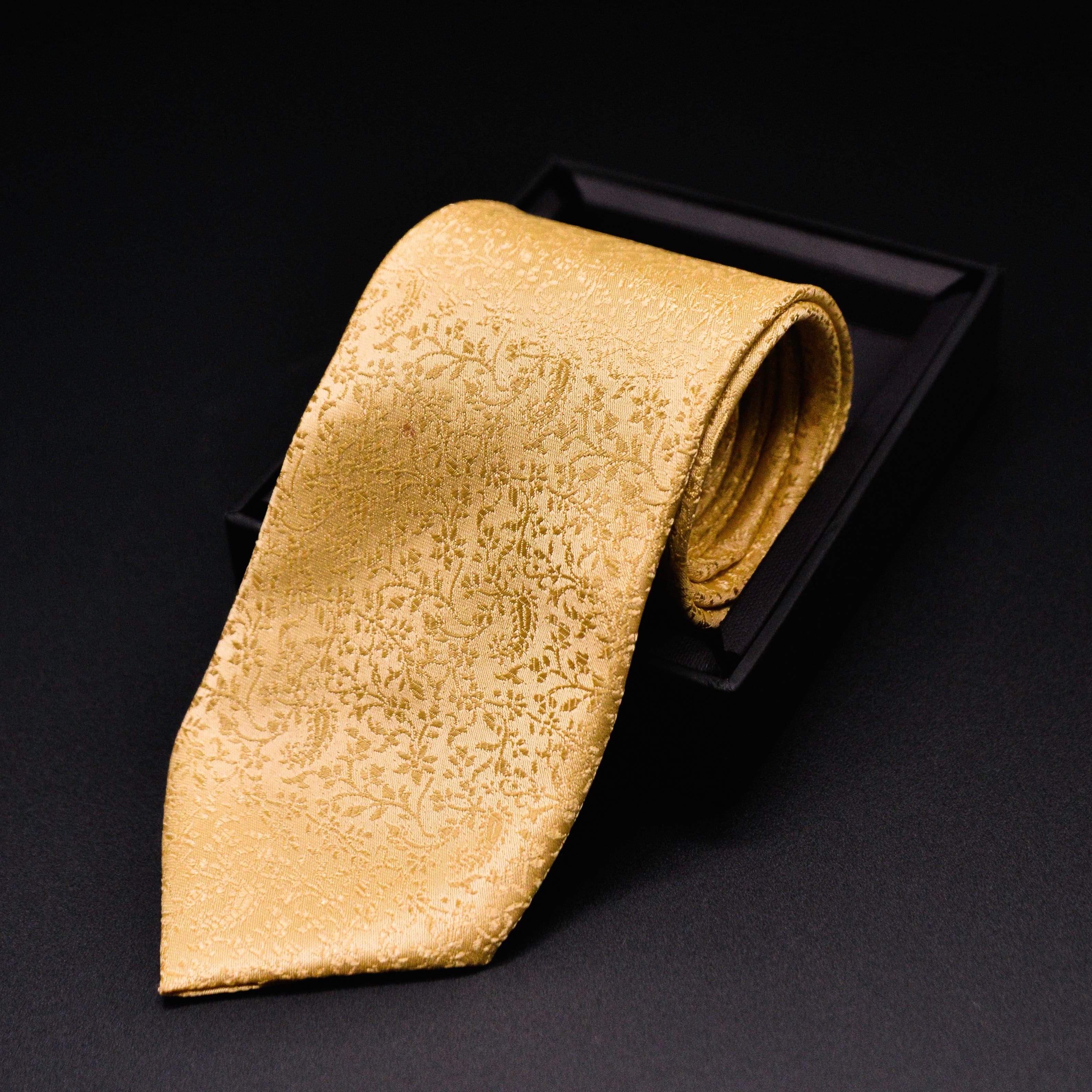 ROYAL YELLOW PAISLEY SELF PRINTED TIE