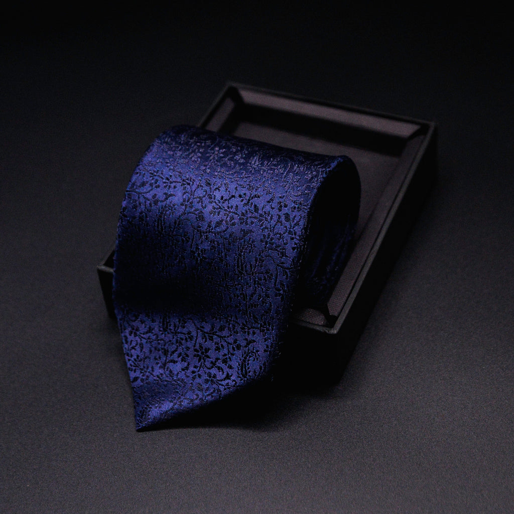 NAVY BLUE PAISLEY  TEXTURED TIE