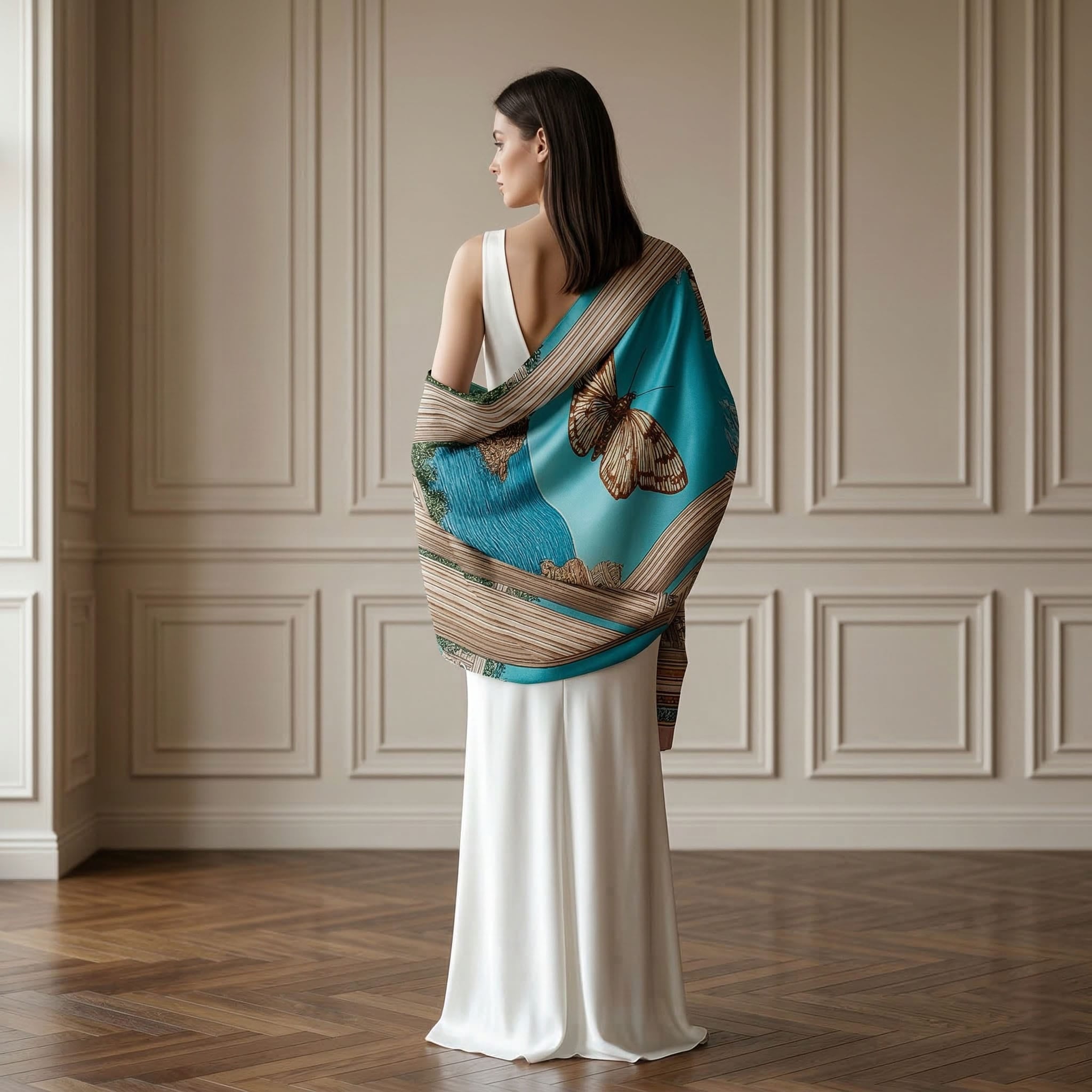 CELESTIAL COURTYARD SILK LONG LADIES SCARF