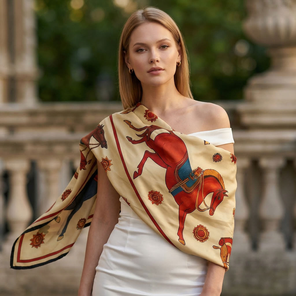 EQUESTRIAN PARADE SILK LONG LADIES SCARF