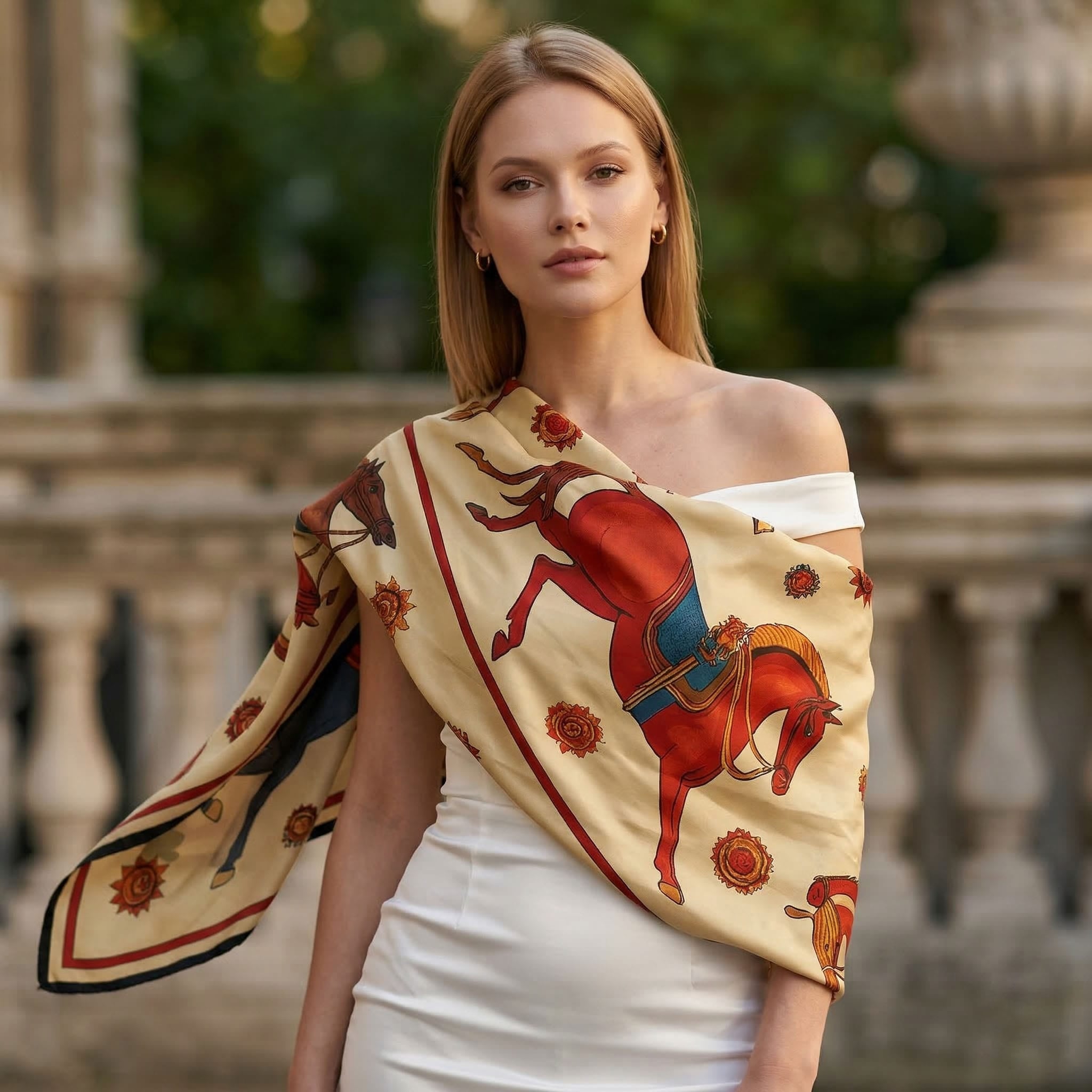 EQUESTRIAN PARADE SILK LONG LADIES SCARF