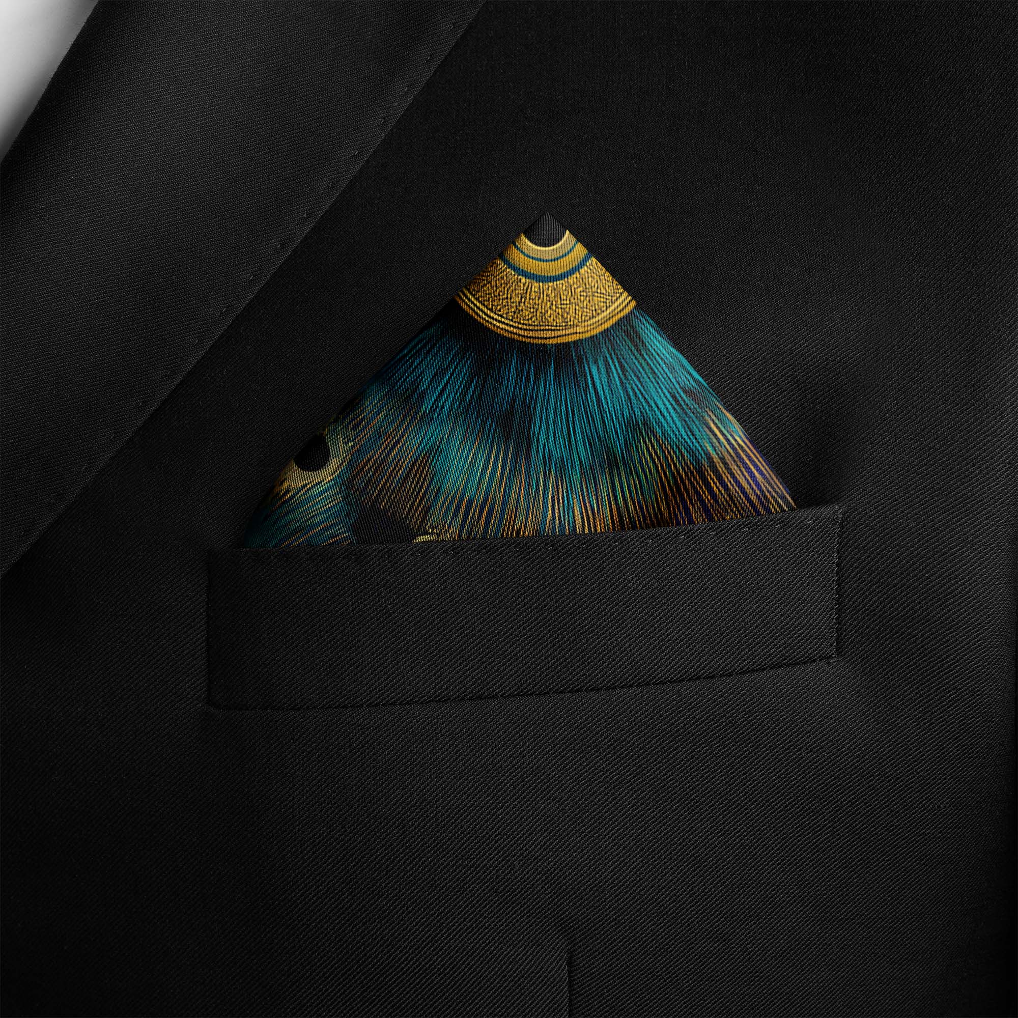 TEAL ORACLE SILK POCKET SQUARE