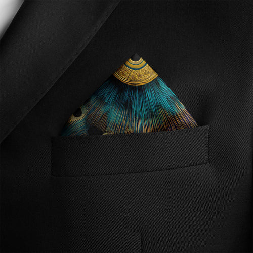 TEAL ORACLE SILK POCKET SQUARE