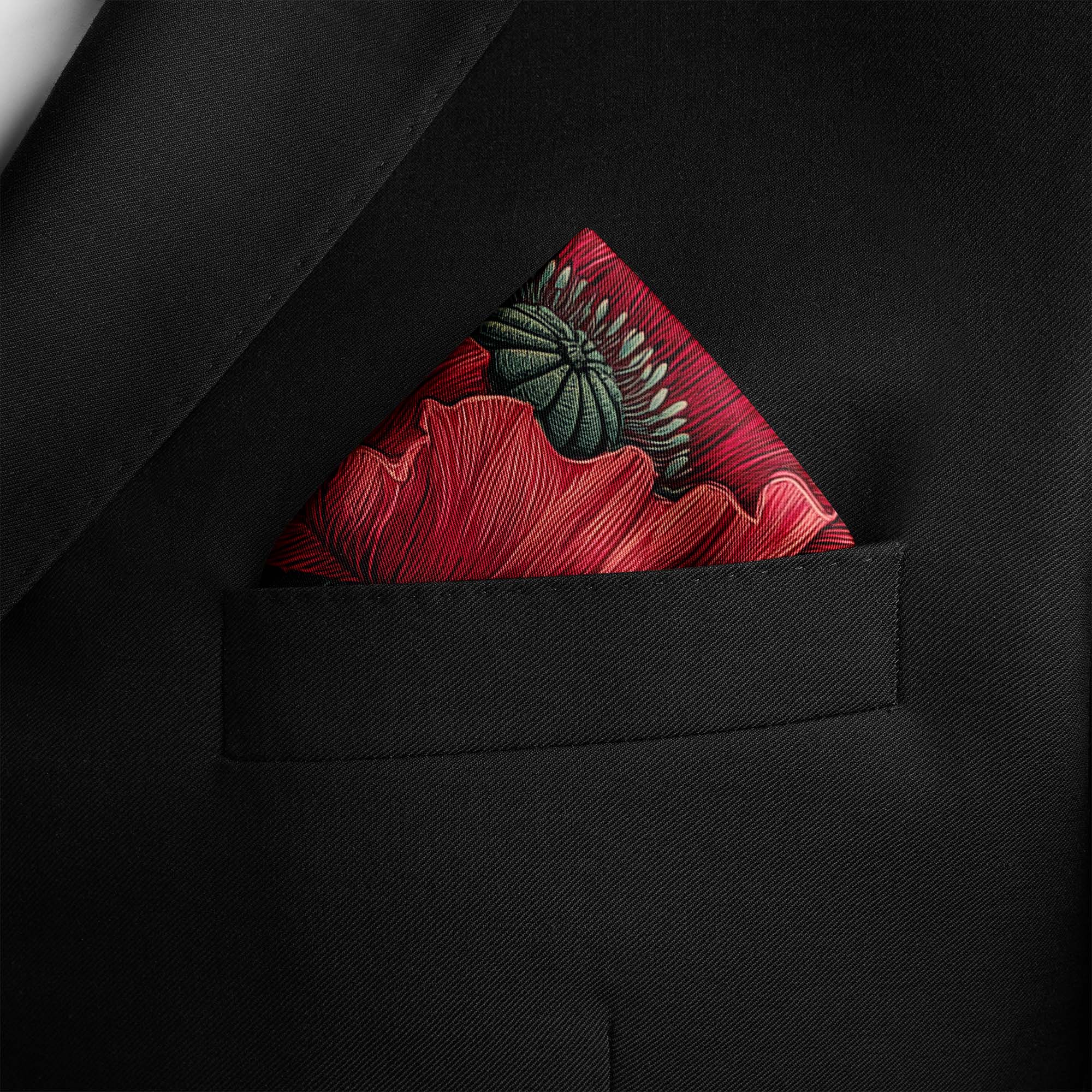VELORA CRIMSON SILK POCKET SQUARE
