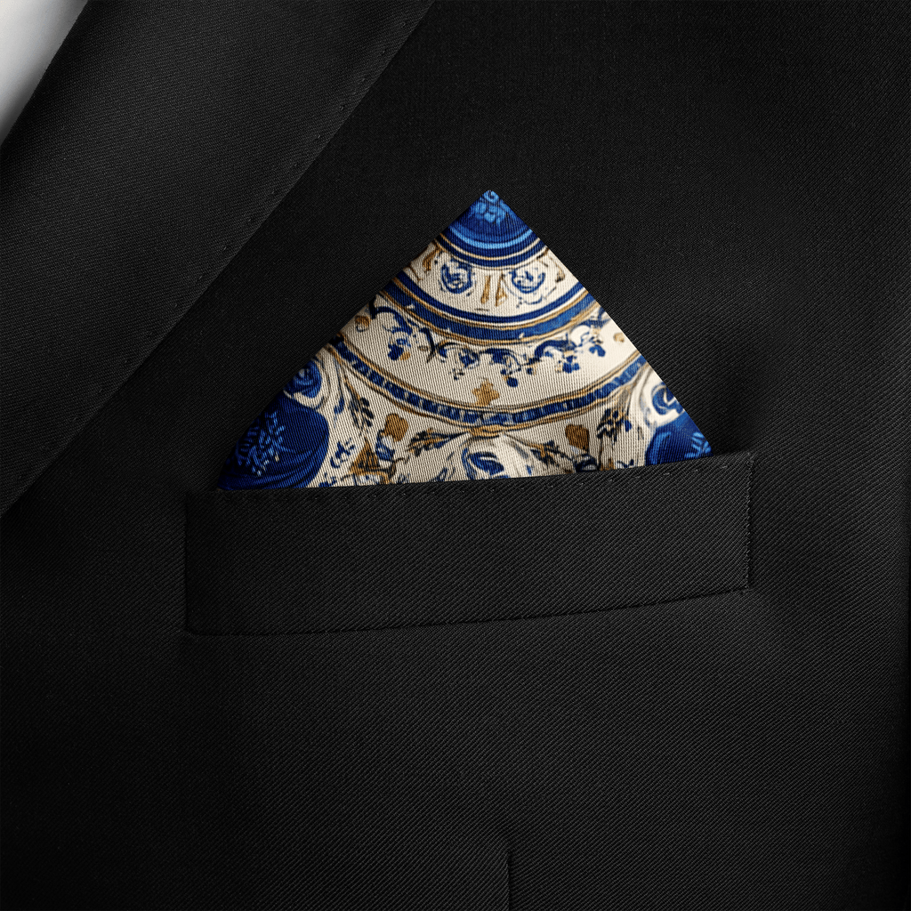 AZURE BLOOM SILK POCKET SQUARE