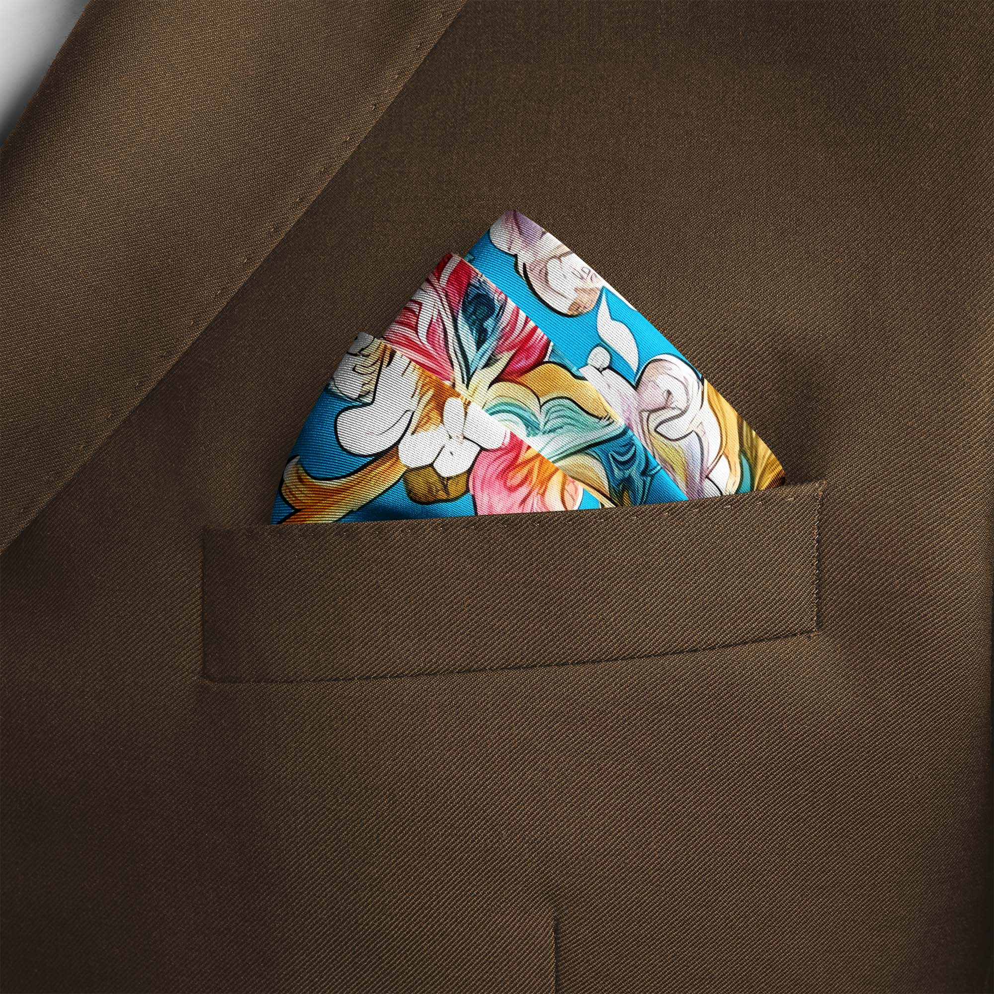 ELEGANCE COLORFUL FLORAL SILK POCKET SQUARE