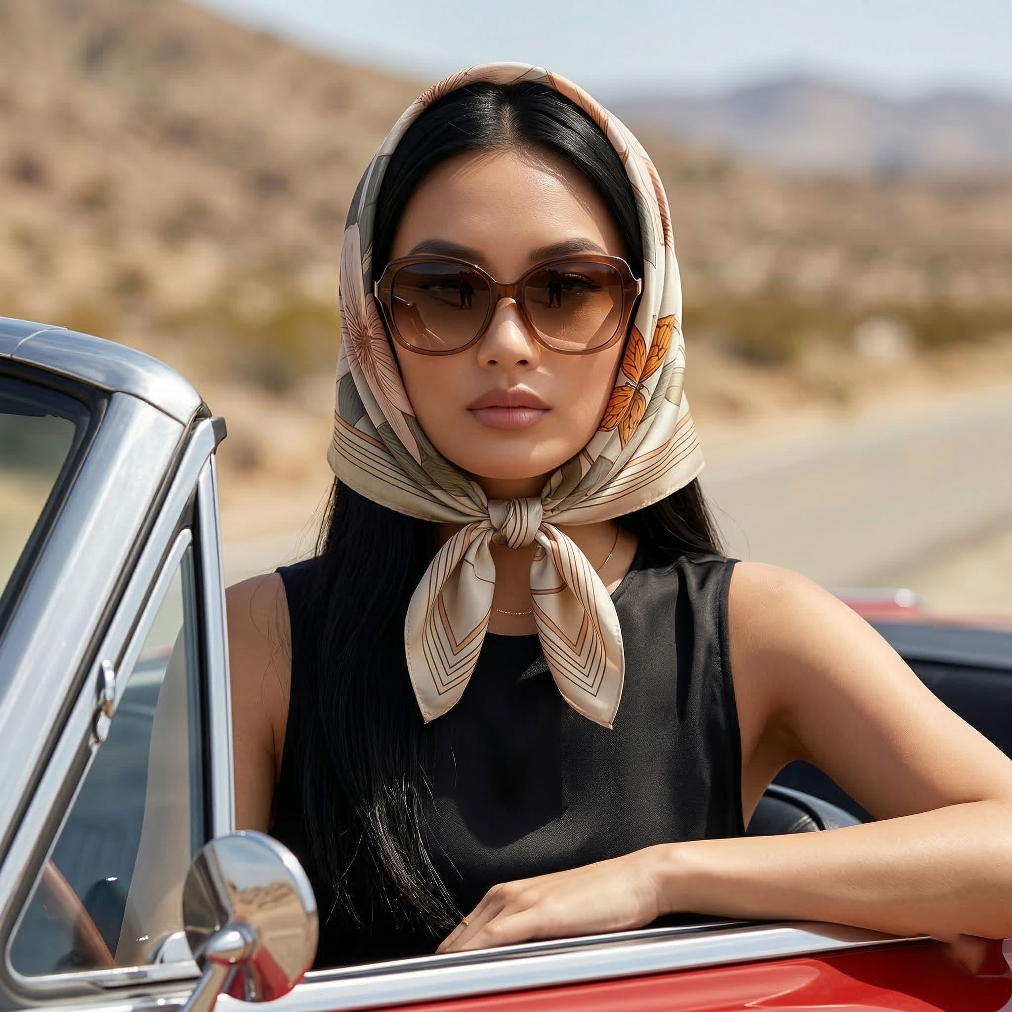 VIETNAMESE LOTUS SILK HEAD SCARF
