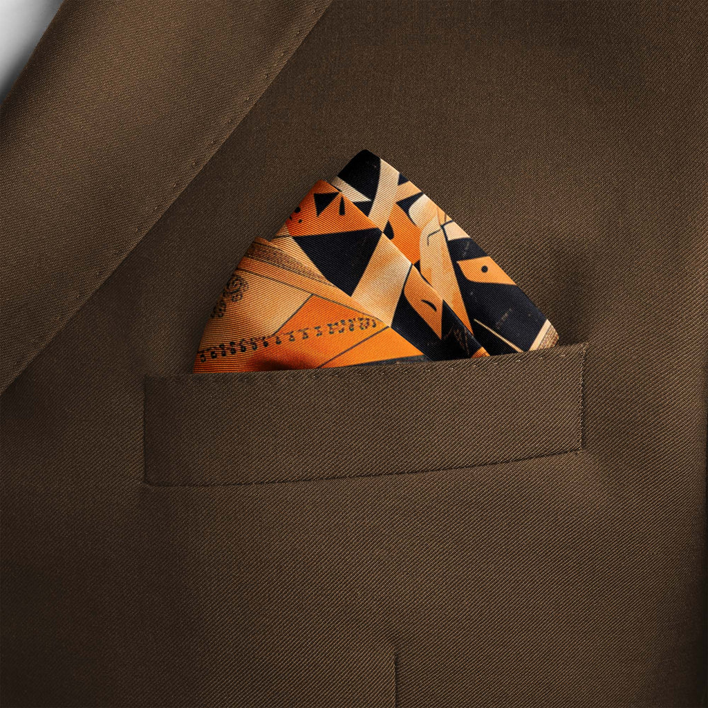 FOLK ART PATTERN SILK POCKET SQUARE