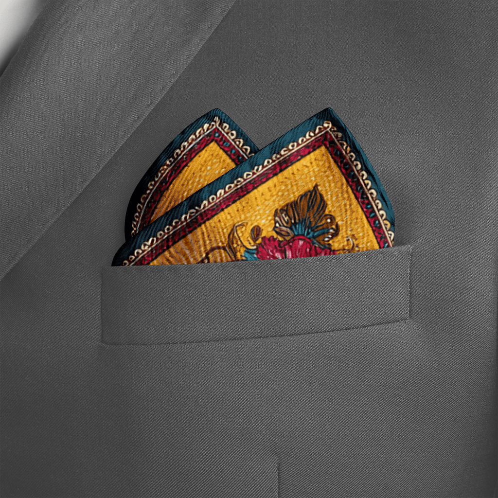 MARIGOLD BLOOM SILK POCKET SQUARE
