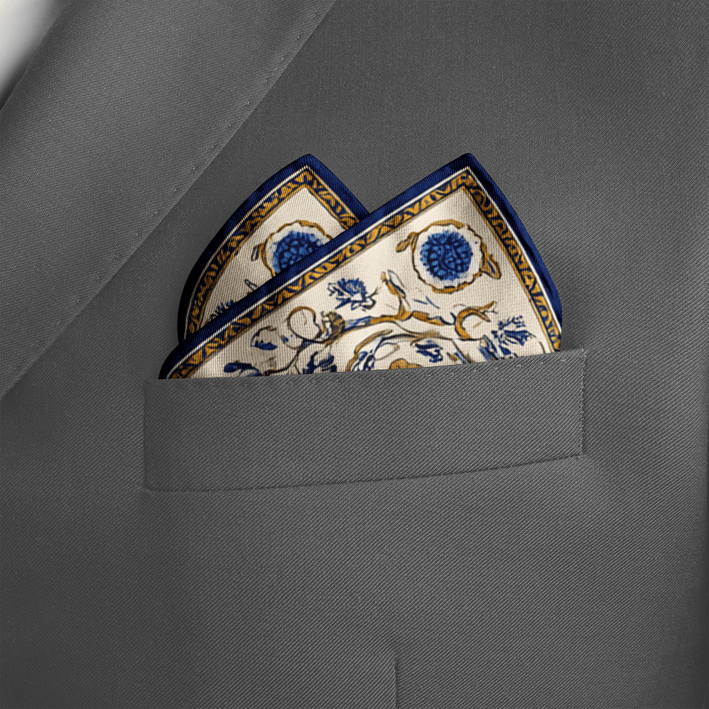 AZURE BLOOM SILK POCKET SQUARE