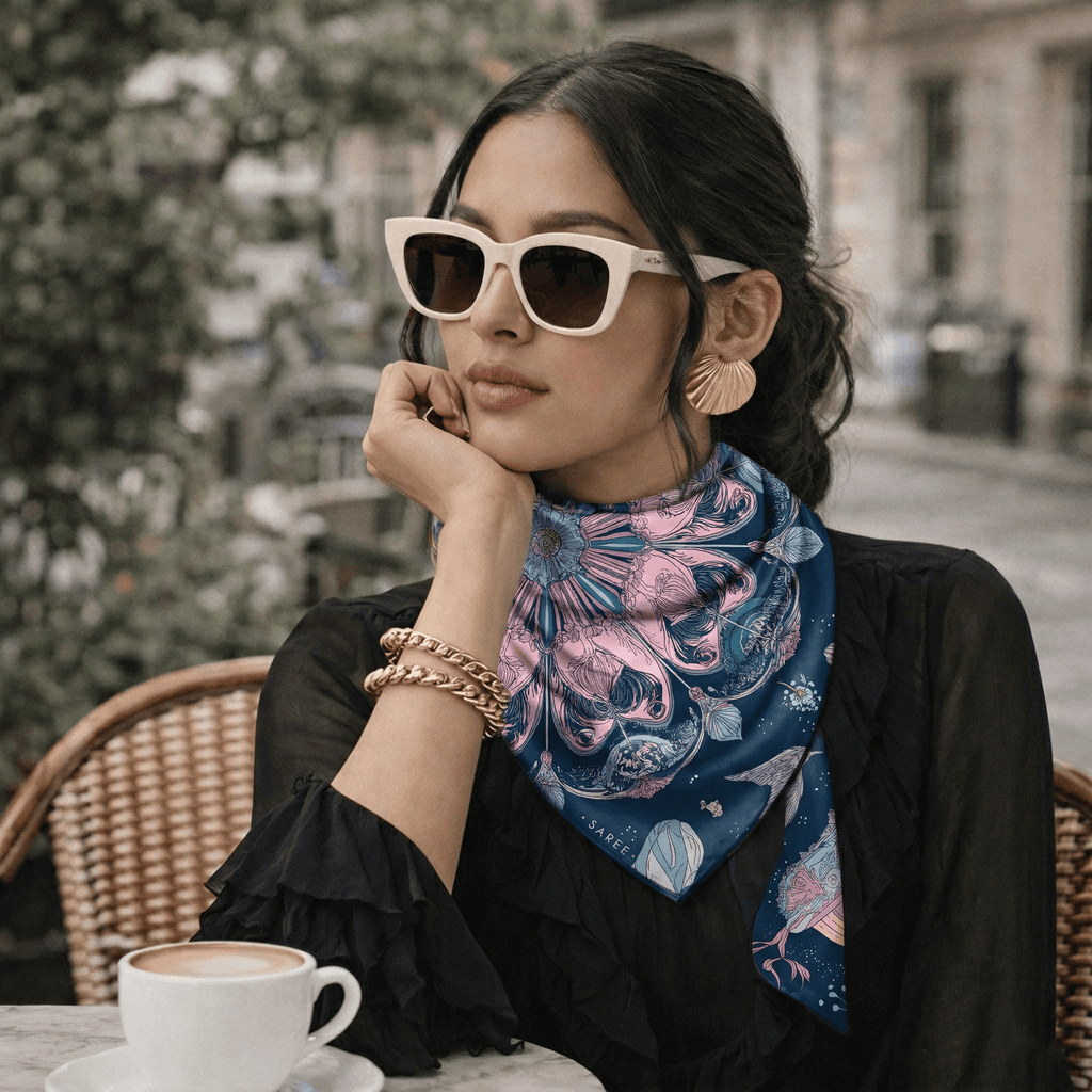CELESTIAL FLORAL SILK BANDANA