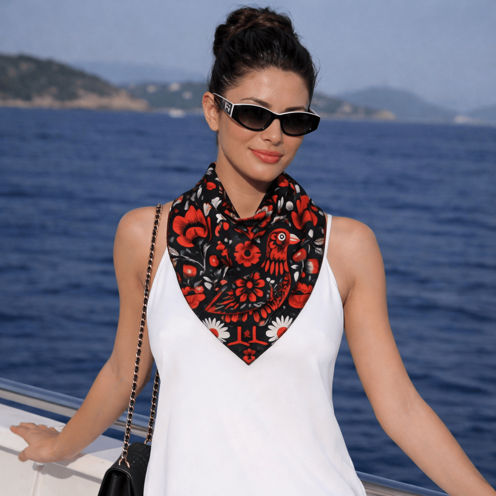 FLORAL OF ANIMAL SILK BANDANA