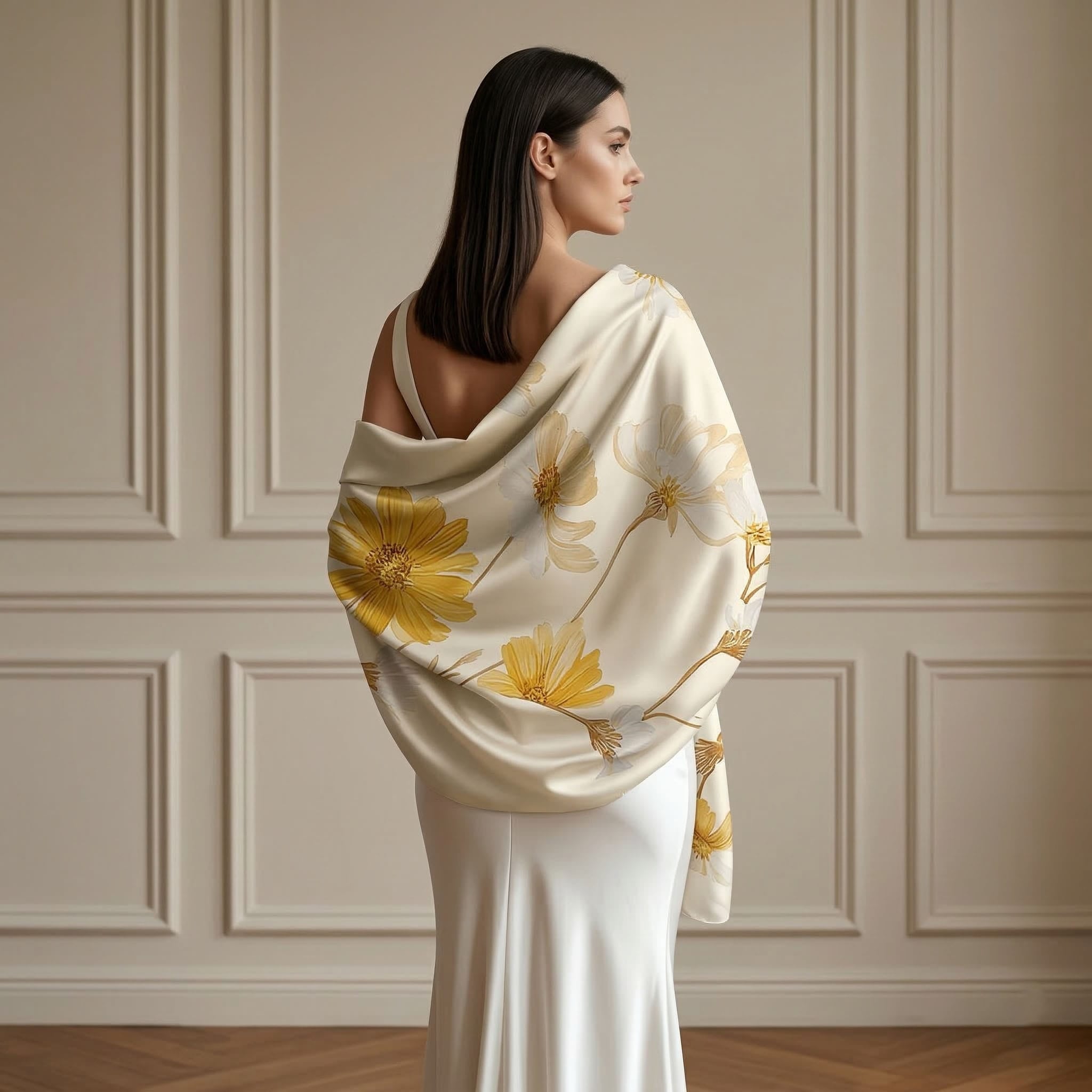 DAISY WHISPER SILK LONG LADIES SCARF