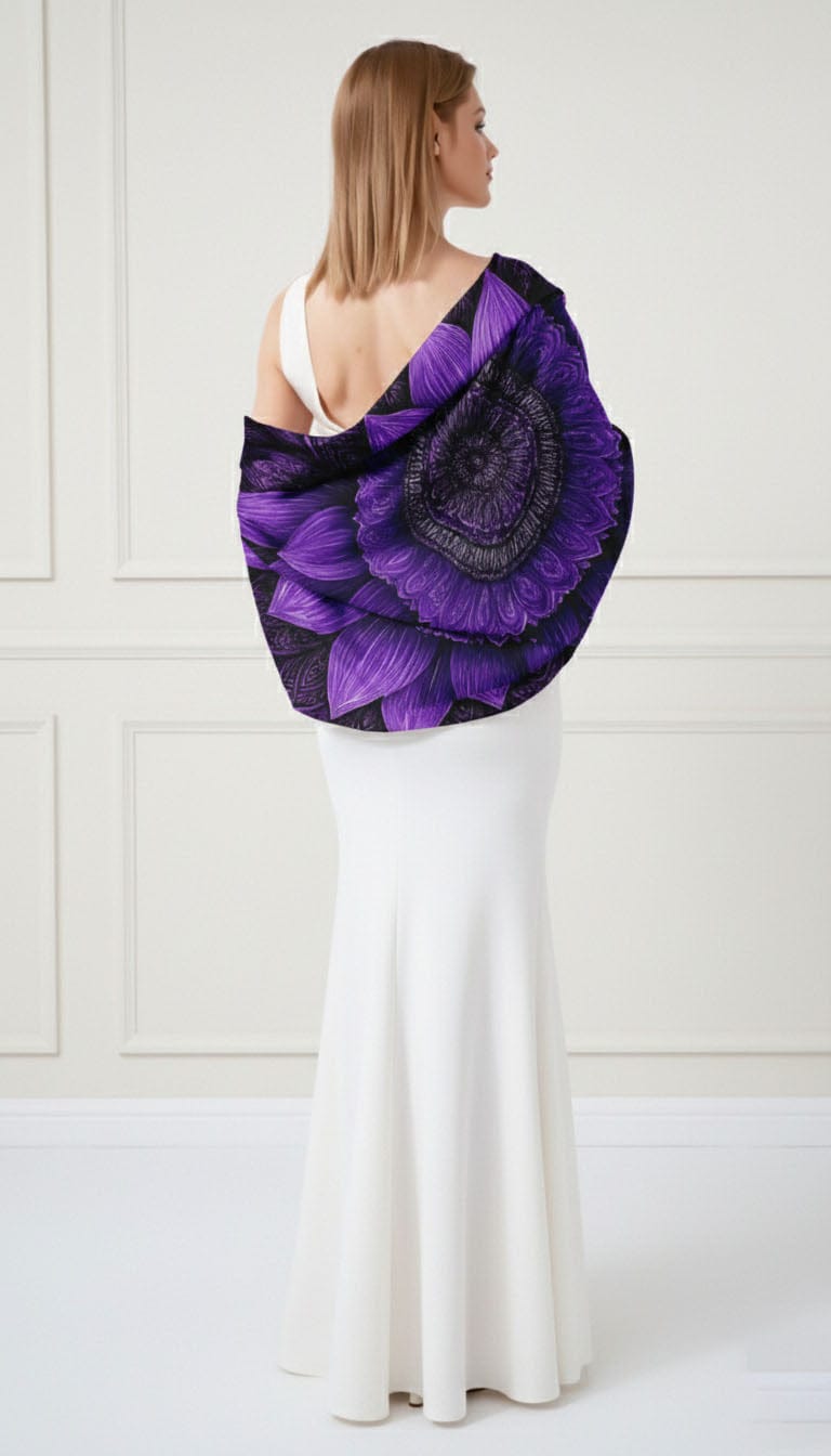 ELEGANT LAVENDER SILK LONG LADIES SCARF