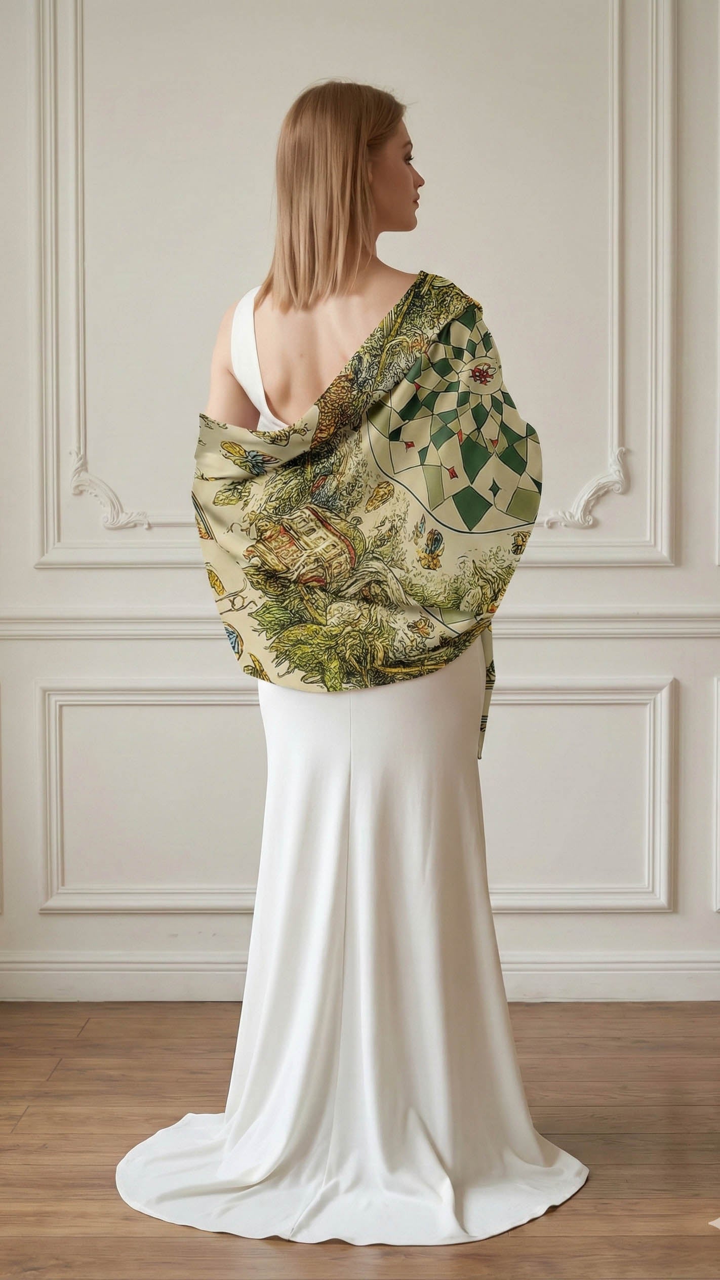 GARDEN HARMONY SILK LONG LADIES SCARF