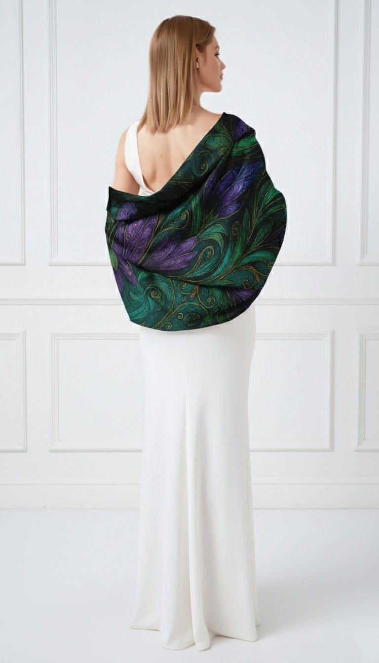 EMERALD BLOOM MANDALA SILK LONG LADIES SCARF