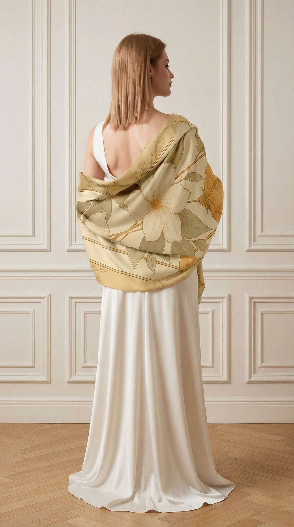 VIETNAMESE LOTUS SILK LONG LADIES SCARF