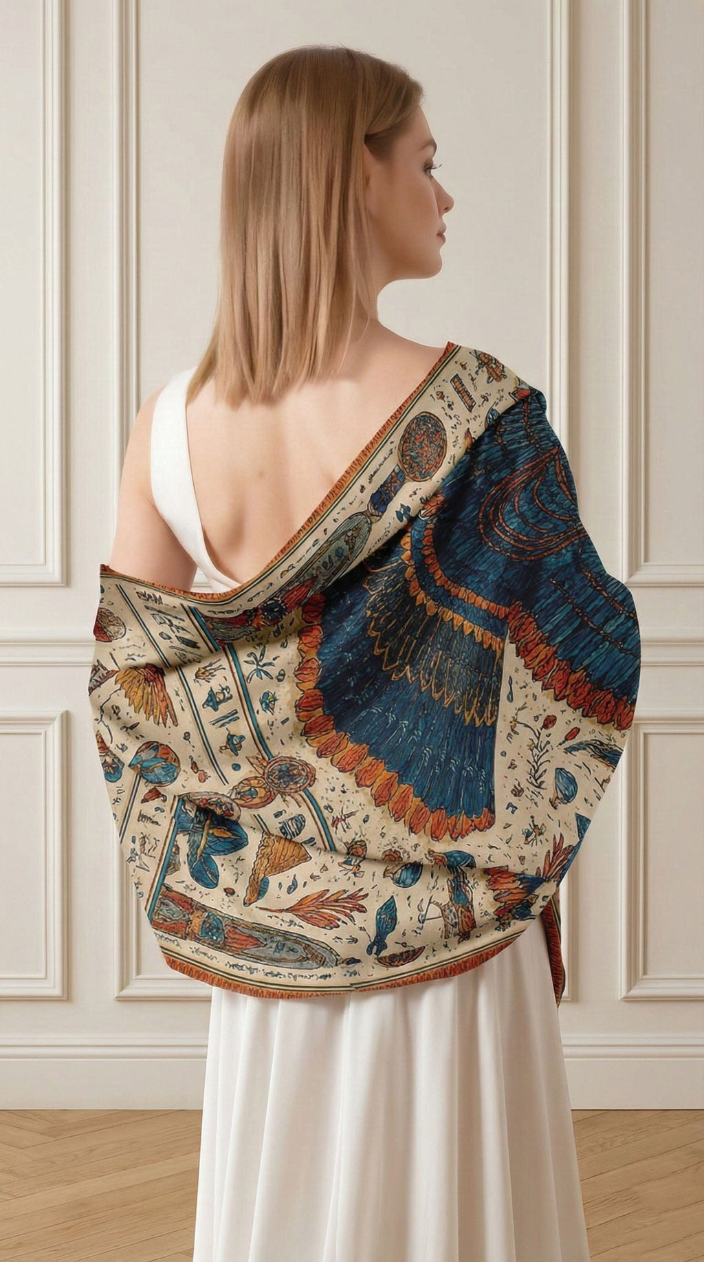 EGYPTIAN EAGLE SILK LONG LADIES SCARF