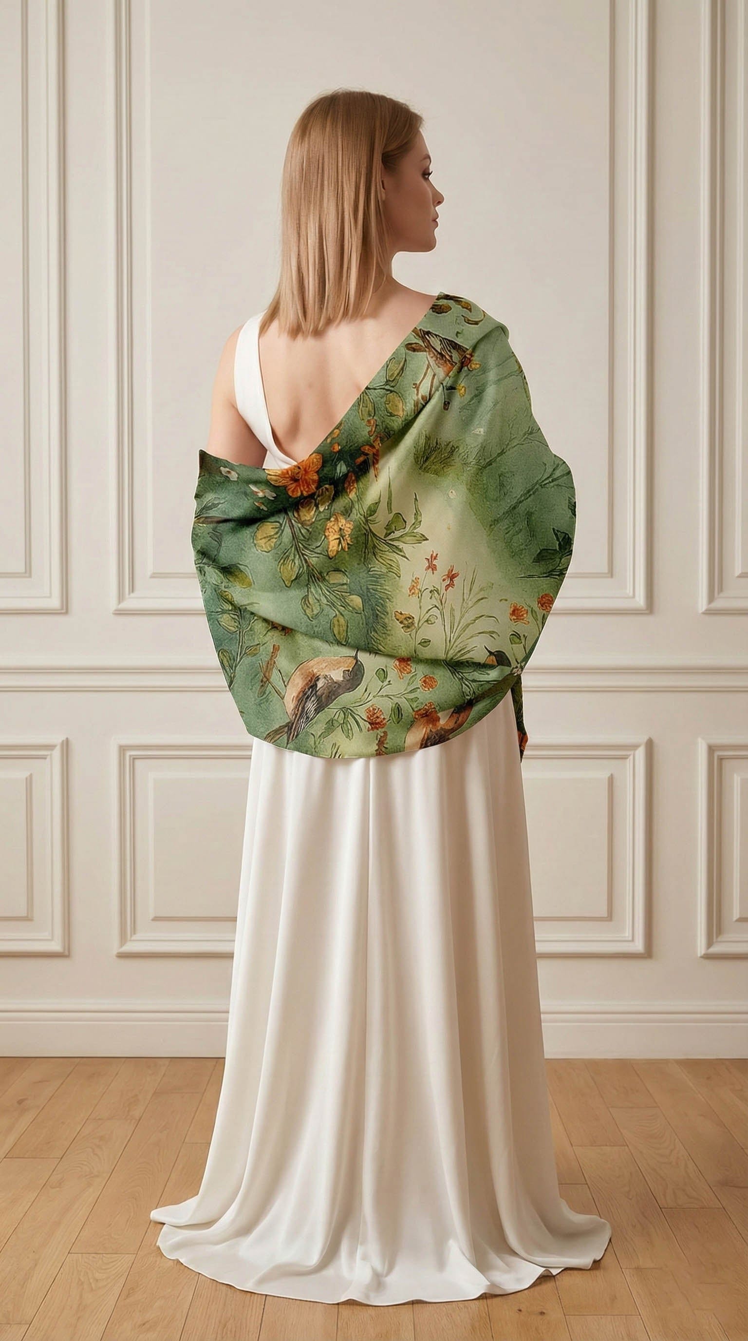 ENCHANTED FOREST SILK LONG LADIES SCARF