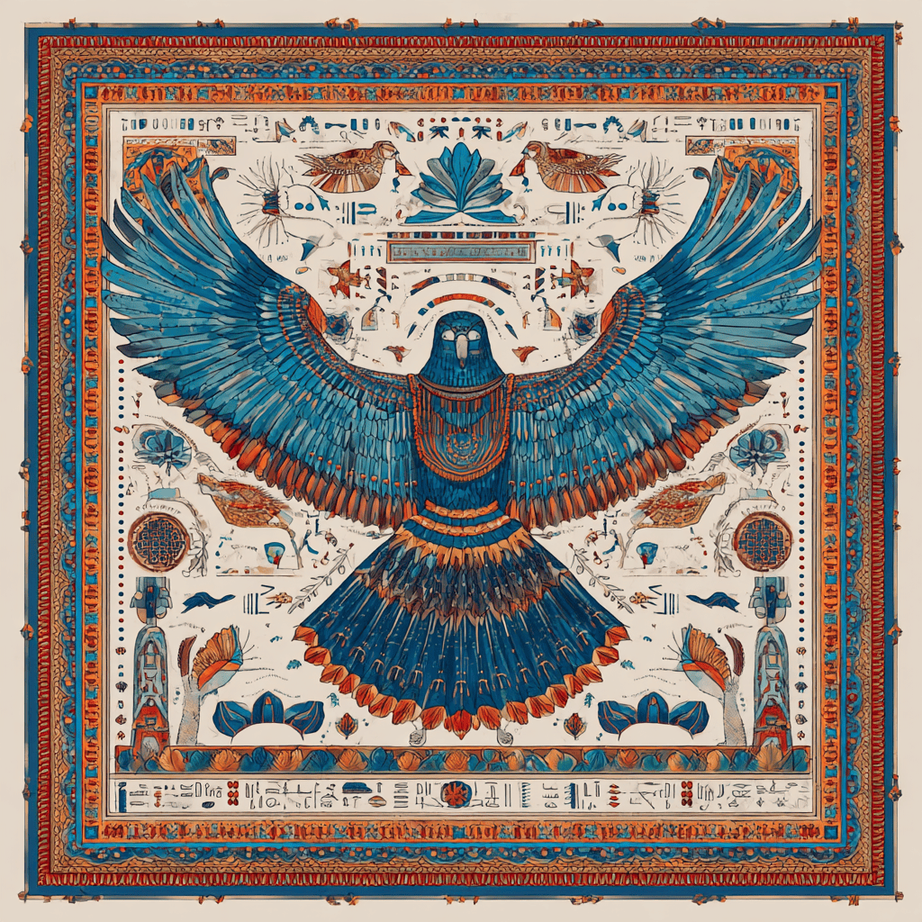 EGYPTIAN EAGLE SILK HEAD SCARF