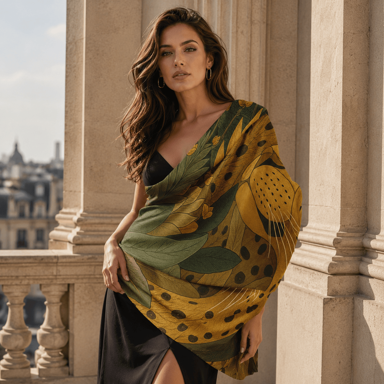 JUNGLE MAJESTY SILK LONG LADIES SCARF