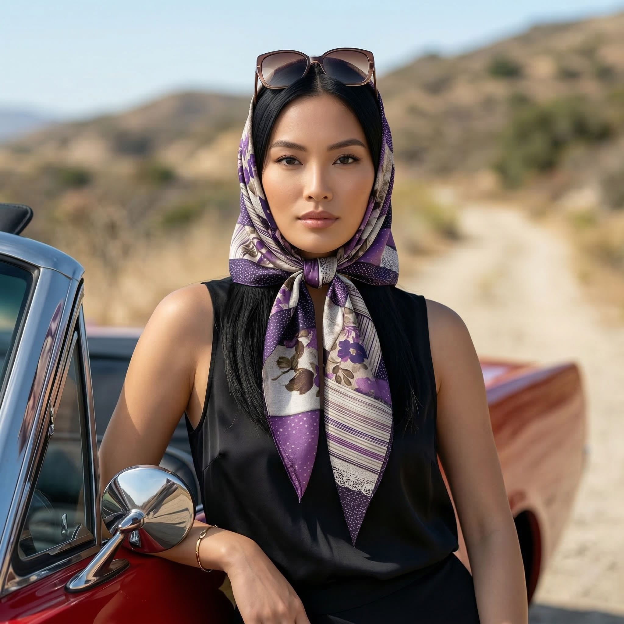 LAVENDER SILK HEAD SCARF