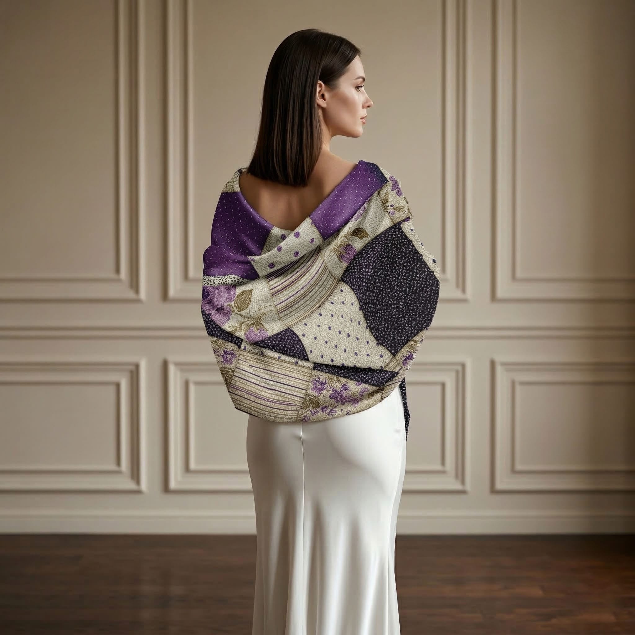 LAVENDER SILK LONG LADIES SCARF
