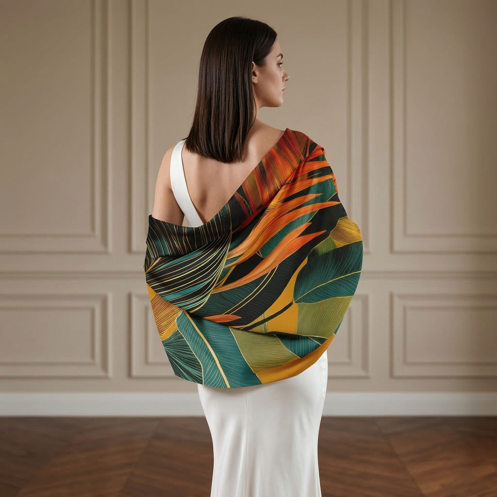 WILD LEAF HORIZON SILK LONG LADIES SCARF