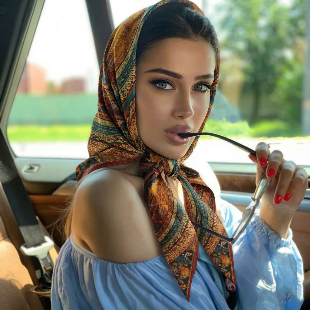 SACRED DHARMA MANDALA SILK HEAD SCARF