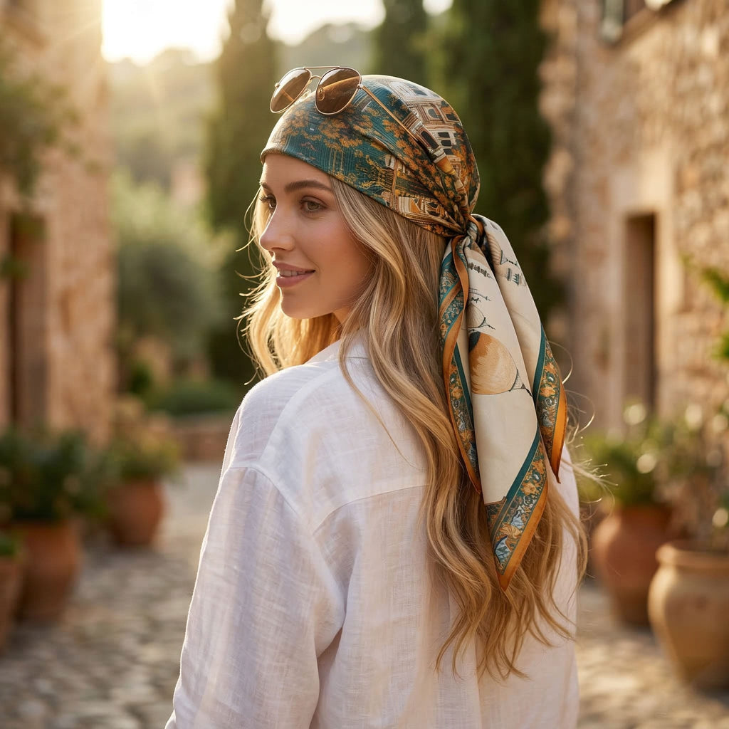 MUGHAL HERITAGE GARDEN SILK HEAD SCARF