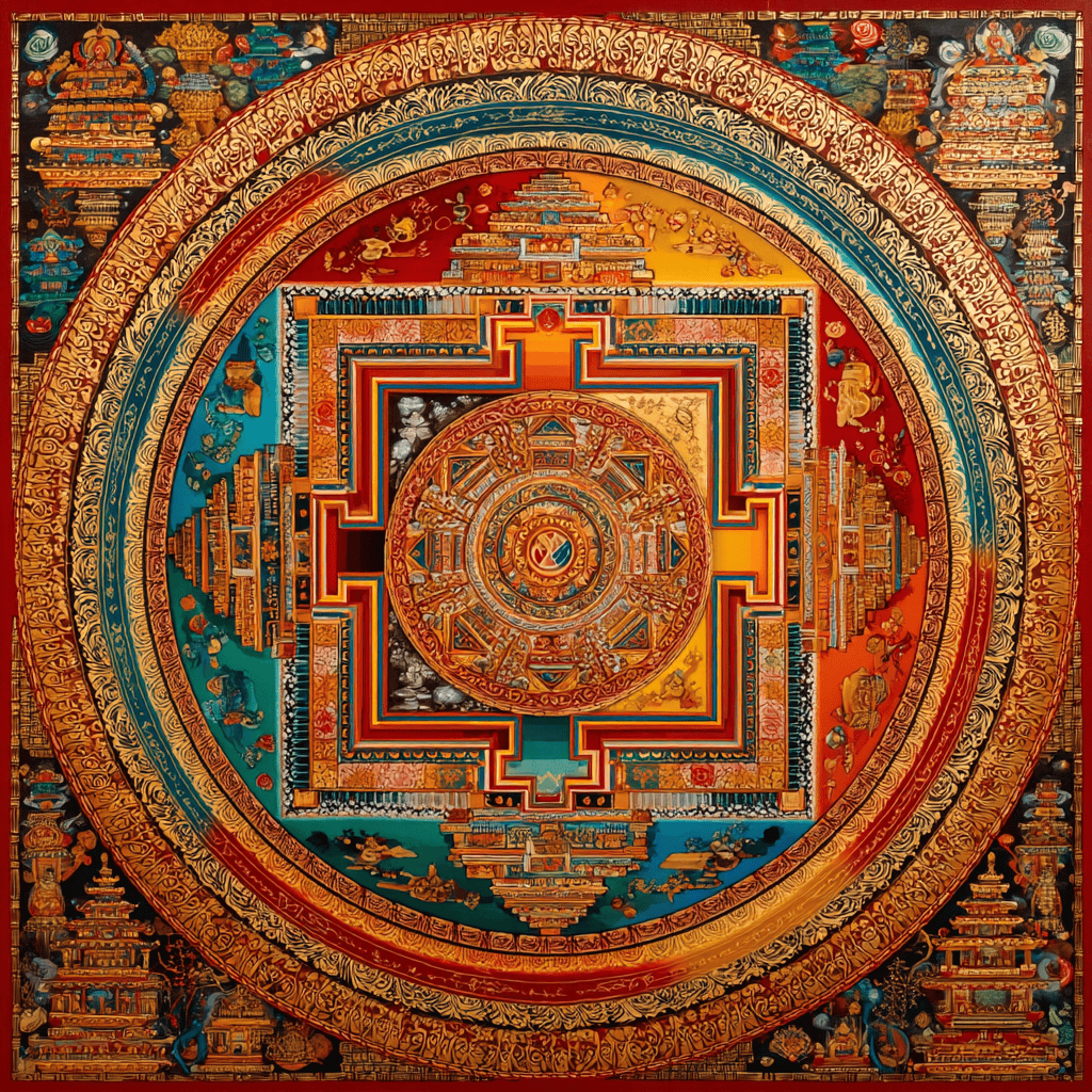 SACRED DHARMA MANDALA SILK HEAD SCARF