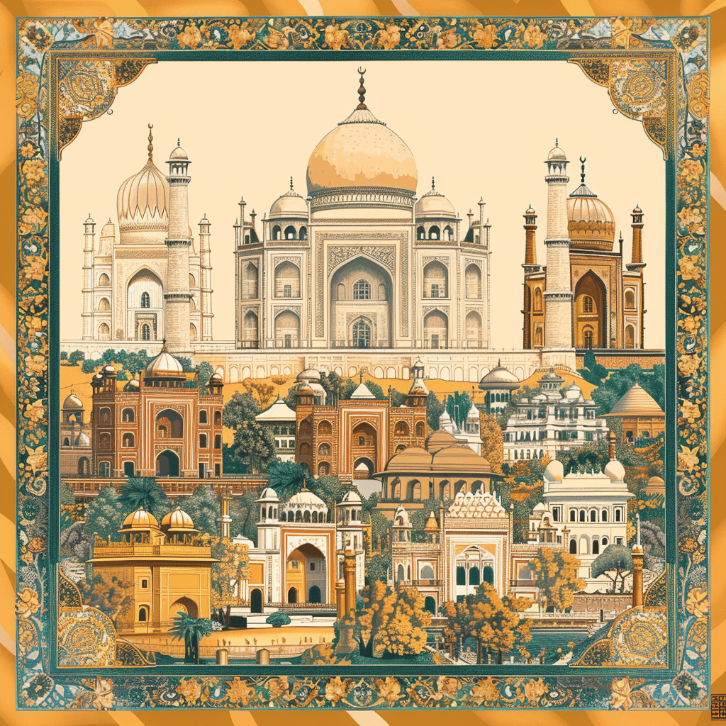MUGHAL HERITAGE GARDEN SILK HEAD SCARF