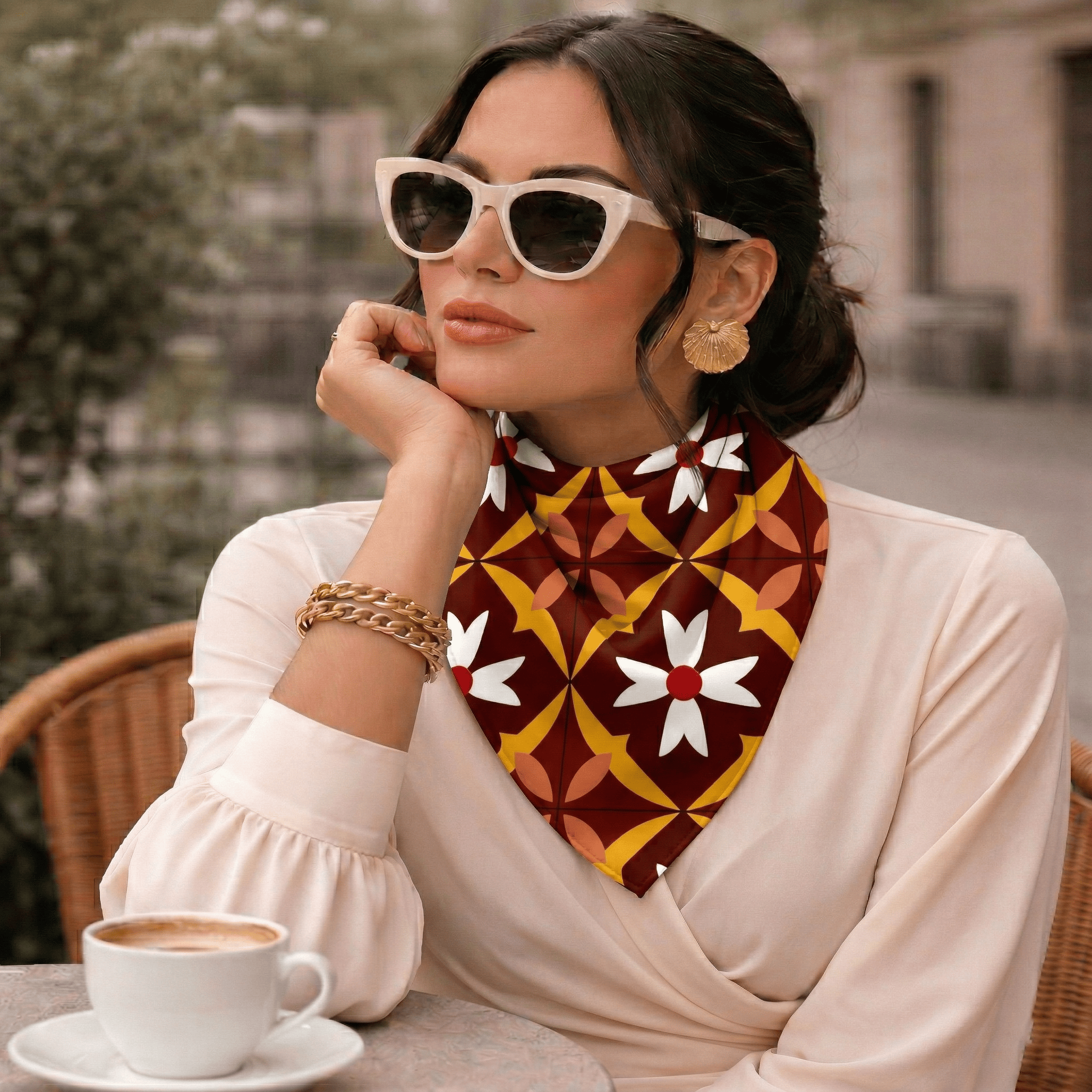 RETRO BLOOM SILK BANDANA
