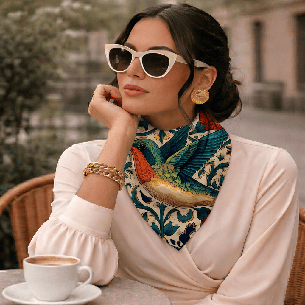 ROYAL HUMMINGBIRD SILK BANDANA