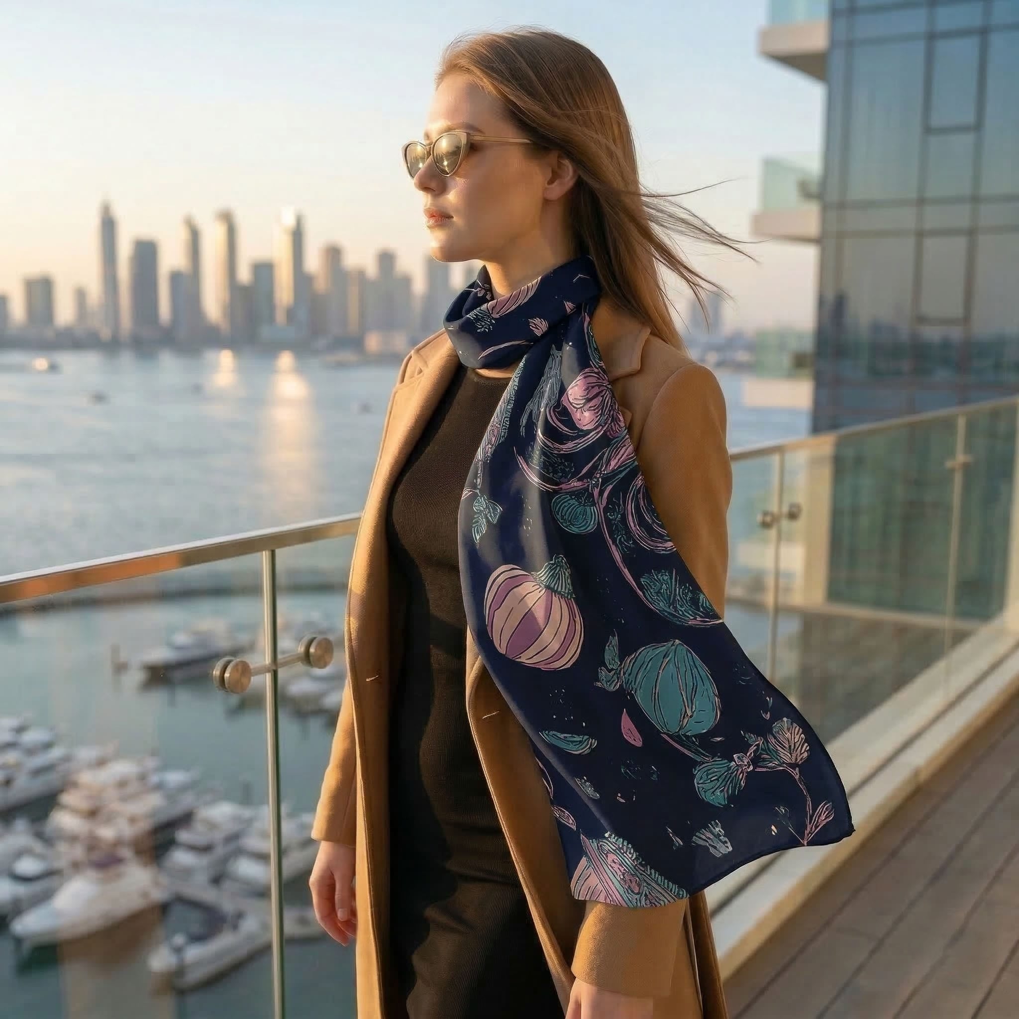CELESTIAL FLORAL SILK LONG LADIES SCARF
