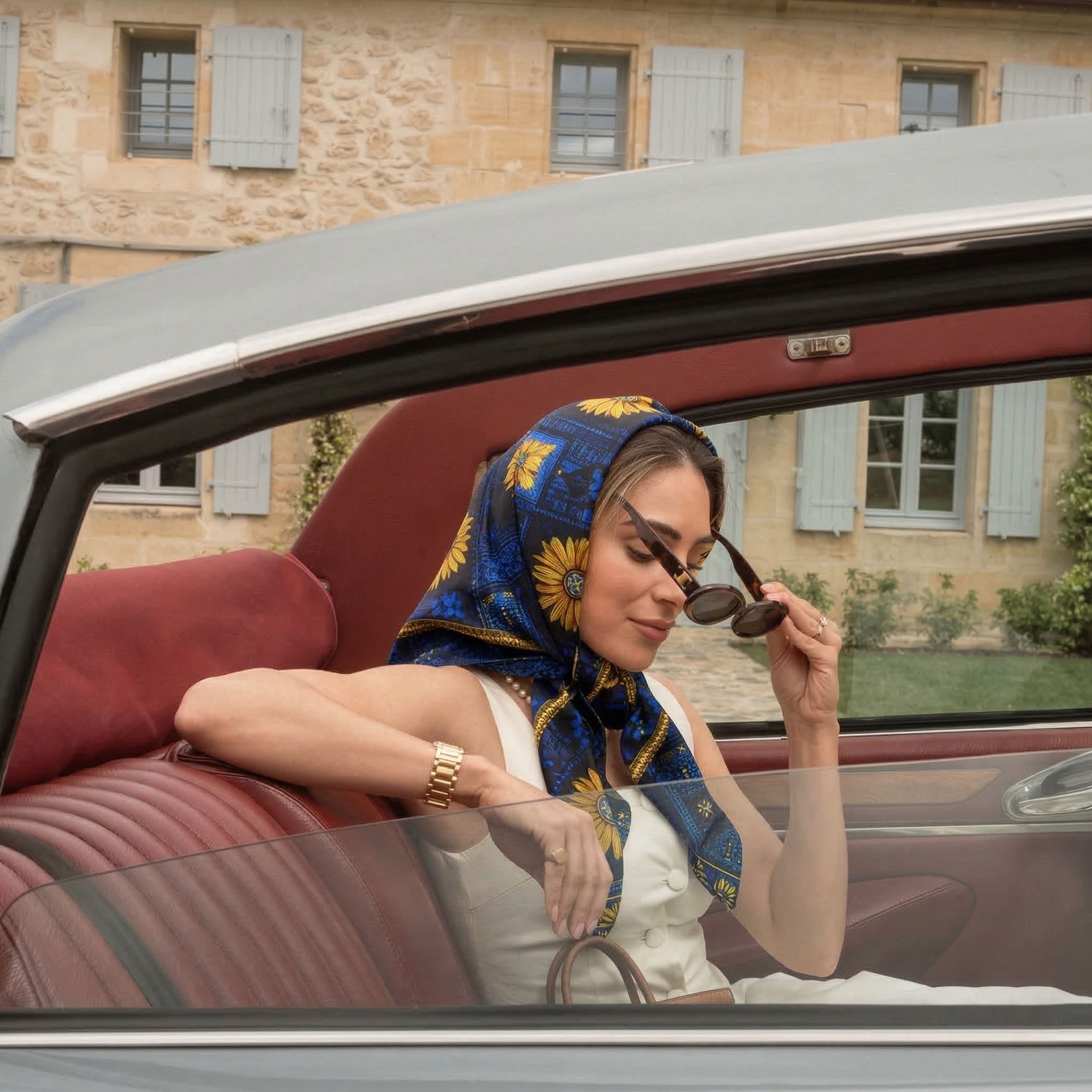 LOGOSE SILK HEAD SCARF