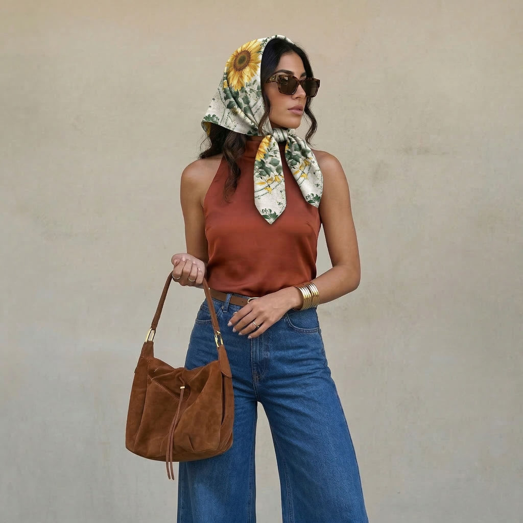 FLOWER MEADOW SILK HEAD SCARF