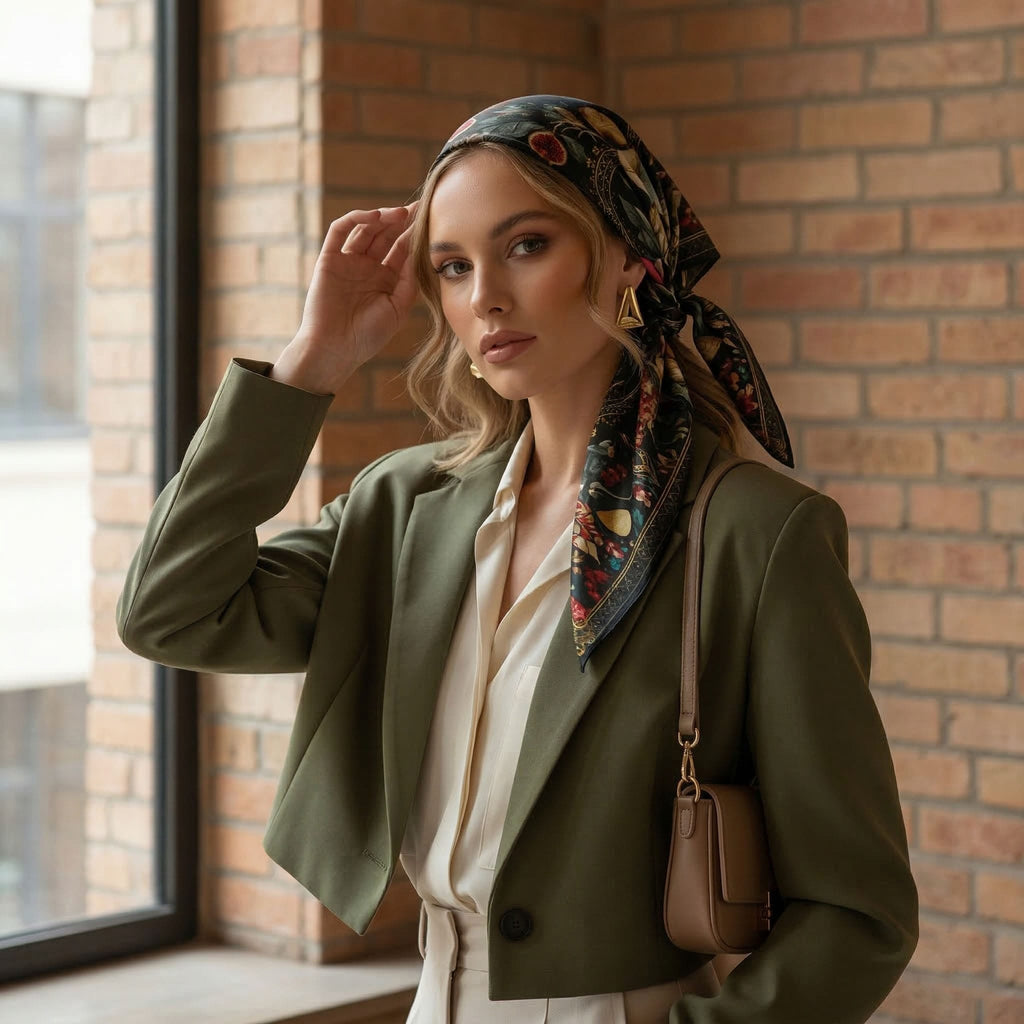 SPIRIT FLOWER SILK HEAD SCARF