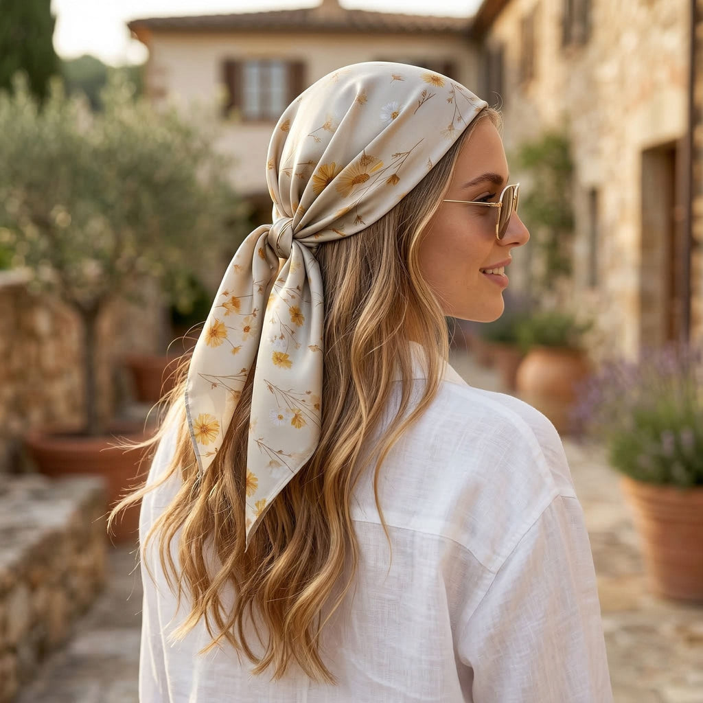 DAISY WHISPER SILK HEAD SCARF