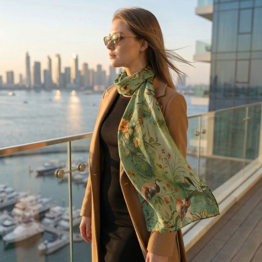ENCHANTED FOREST SILK LONG LADIES SCARF