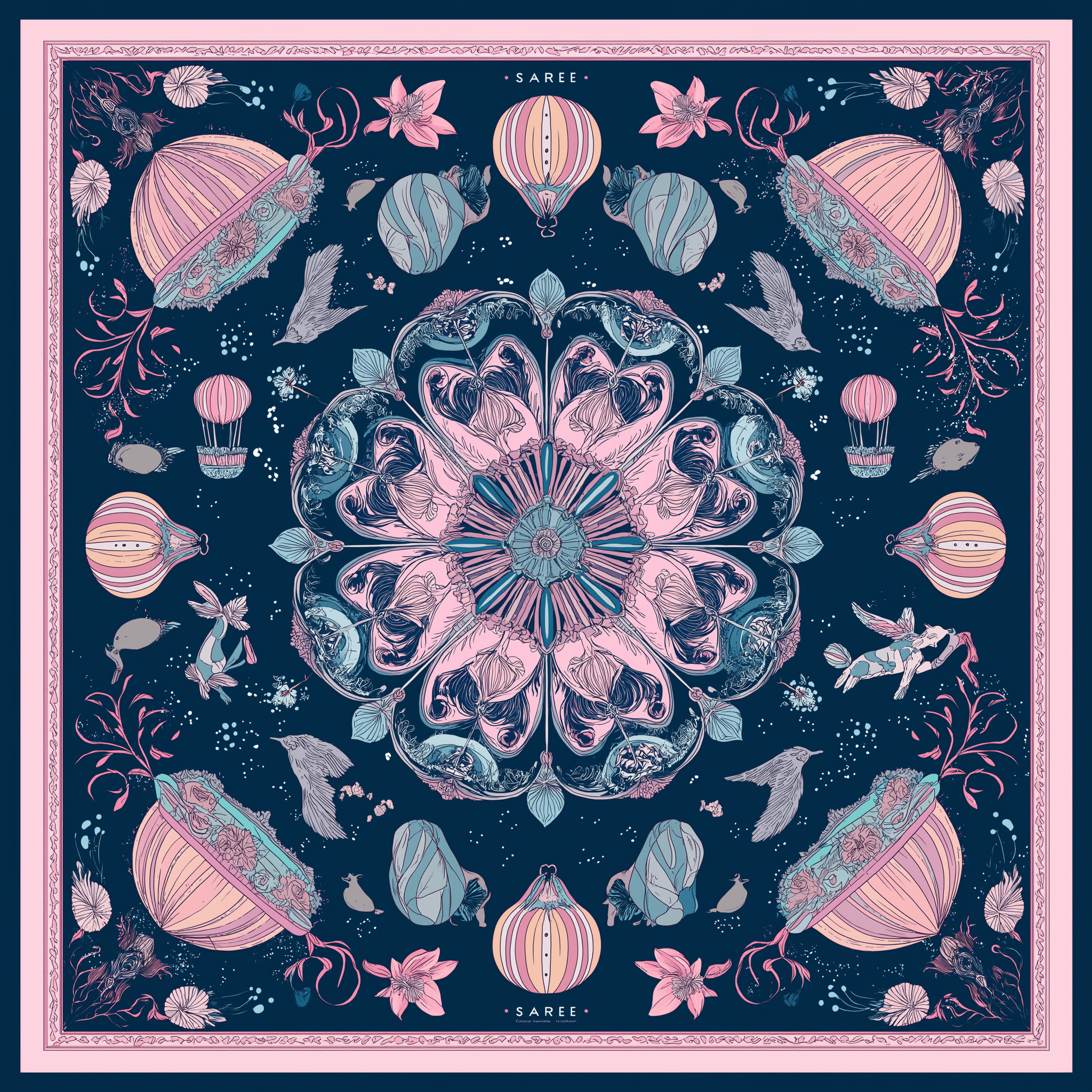 CELESTIAL FLORAL SILK HEAD SCARF