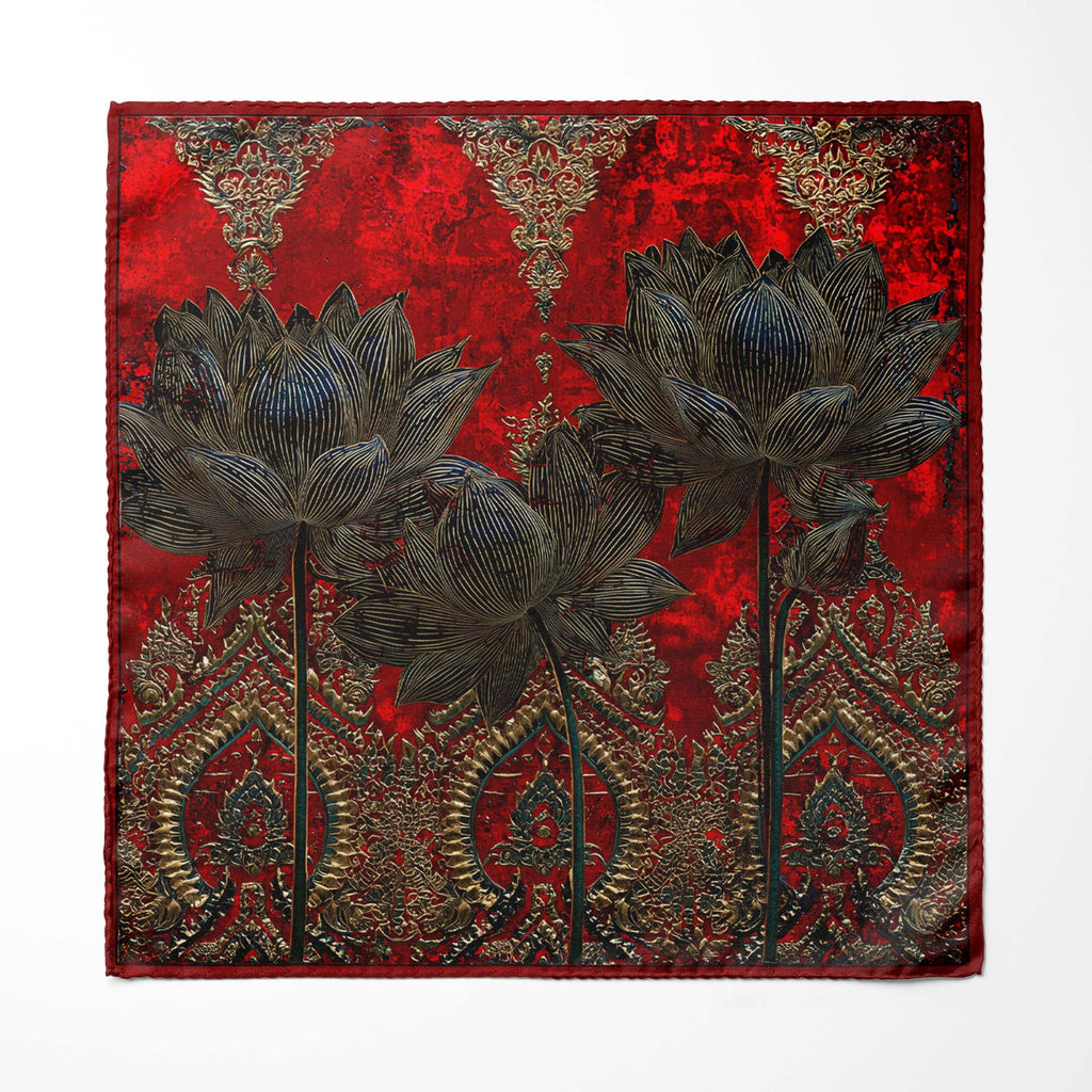 SCARLET BLOOM SILK POCKET SQUARE