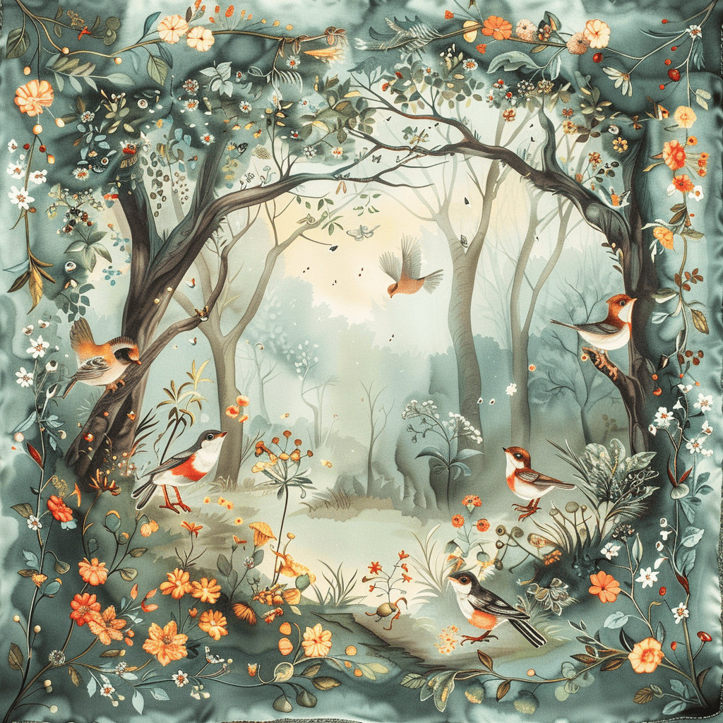 ENCHANTED FOREST SILK HEAD SCARF