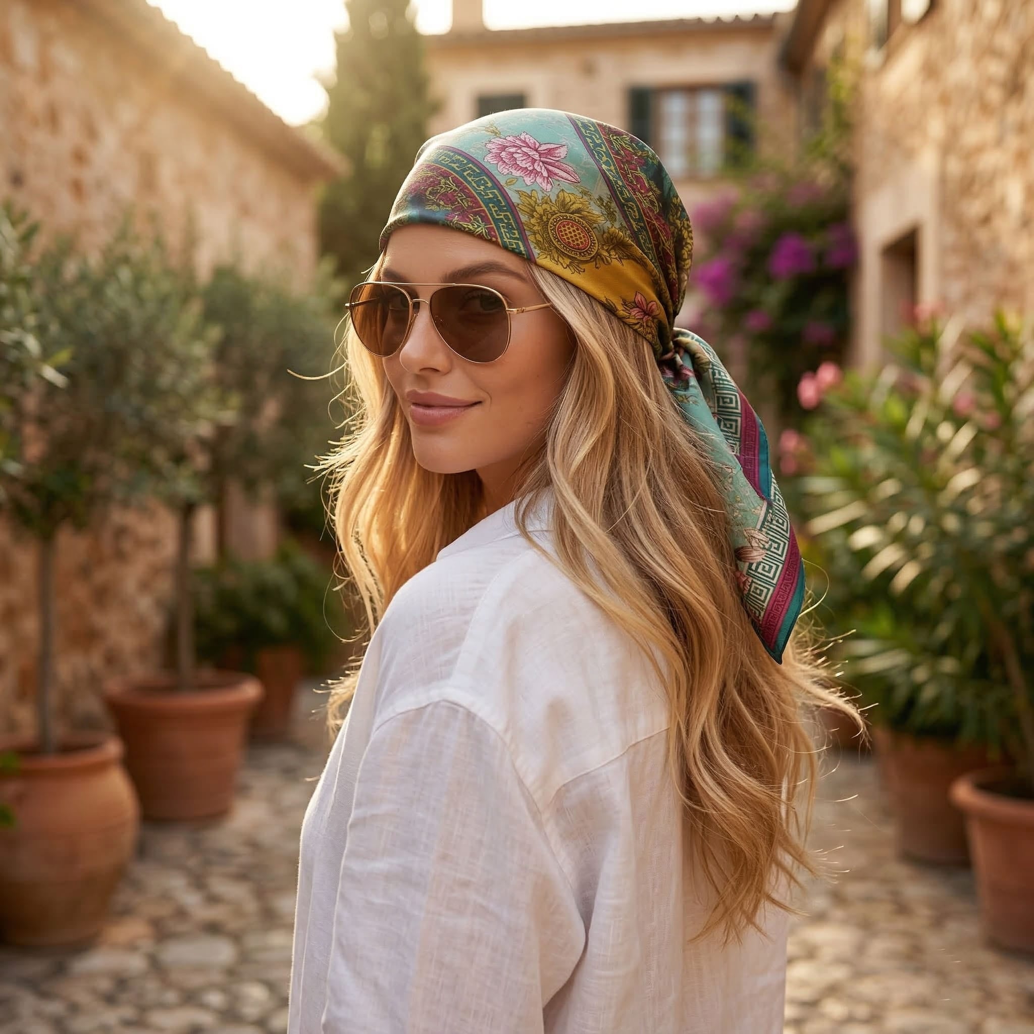 BLOOM SANCTUARY SILK HEAD SCARF