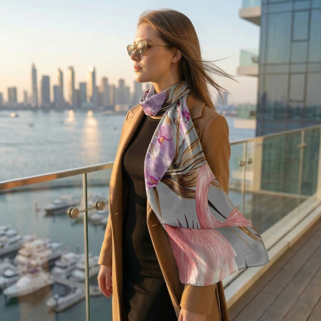 TROPICAL BLUSH HARMONY  SILK LONG LADIES SCARF