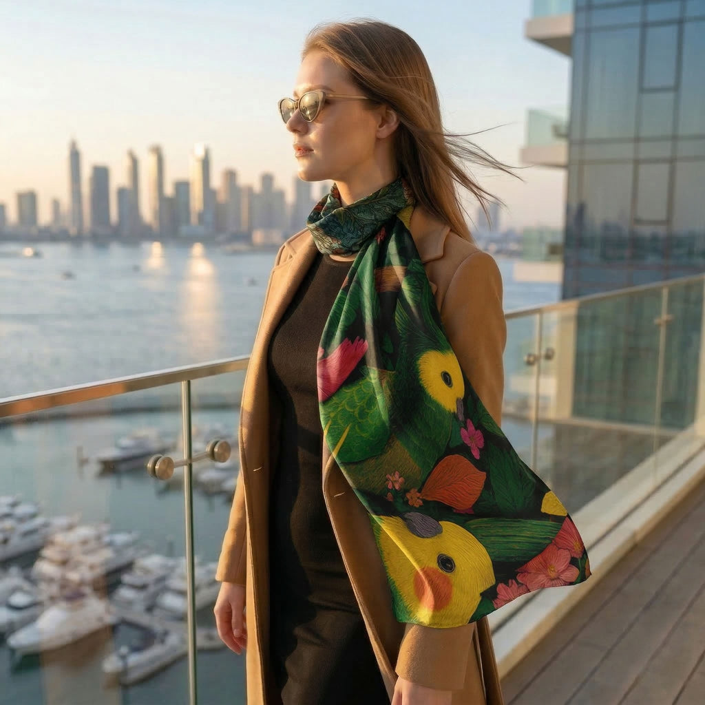 AVIAN PARADISE SILK LONG LADIES SCARF